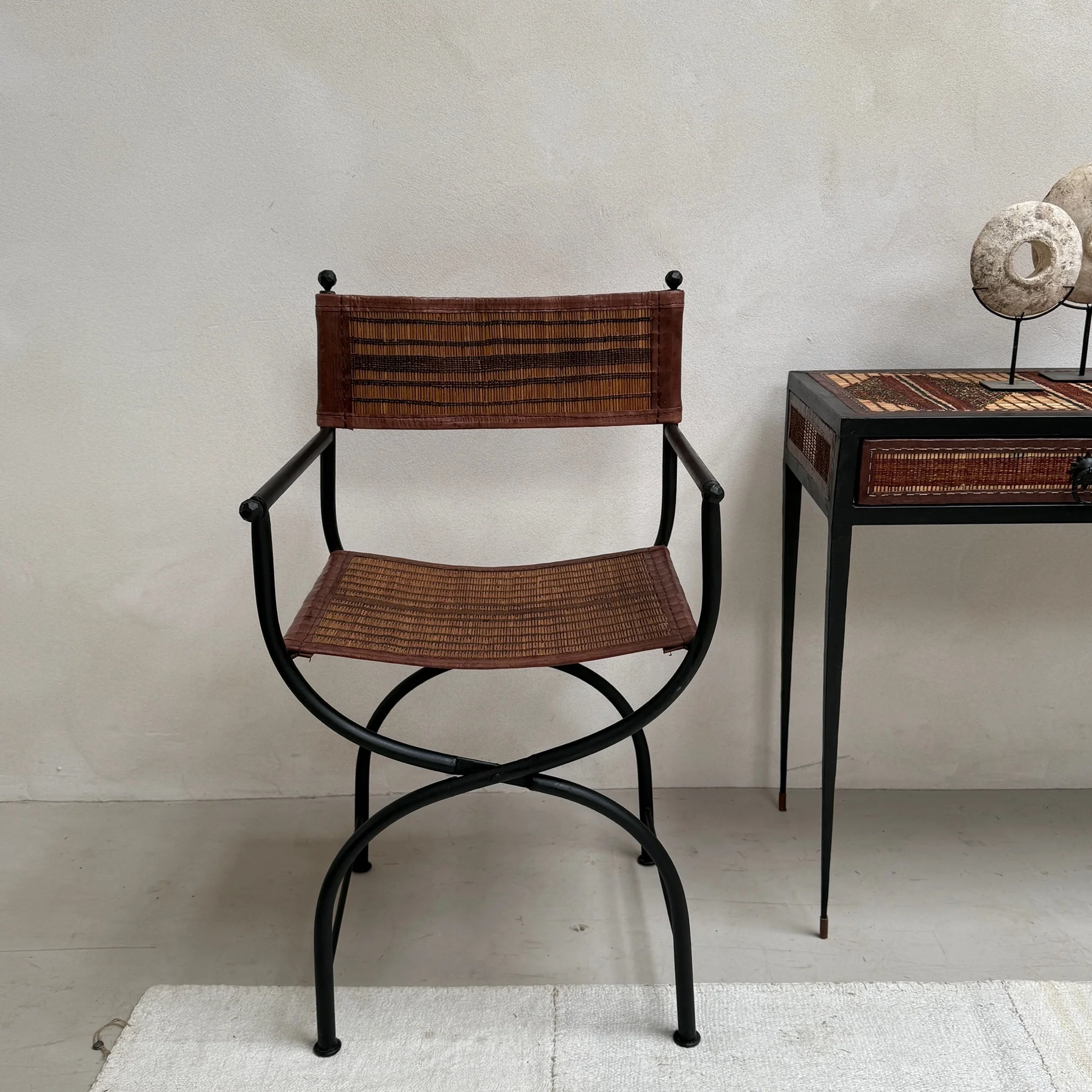Antique Nomadic Stripe Campaign Chair - Image 5