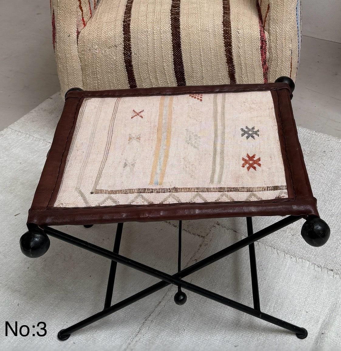 Antique Nomadic Textile Footstool - Image 10