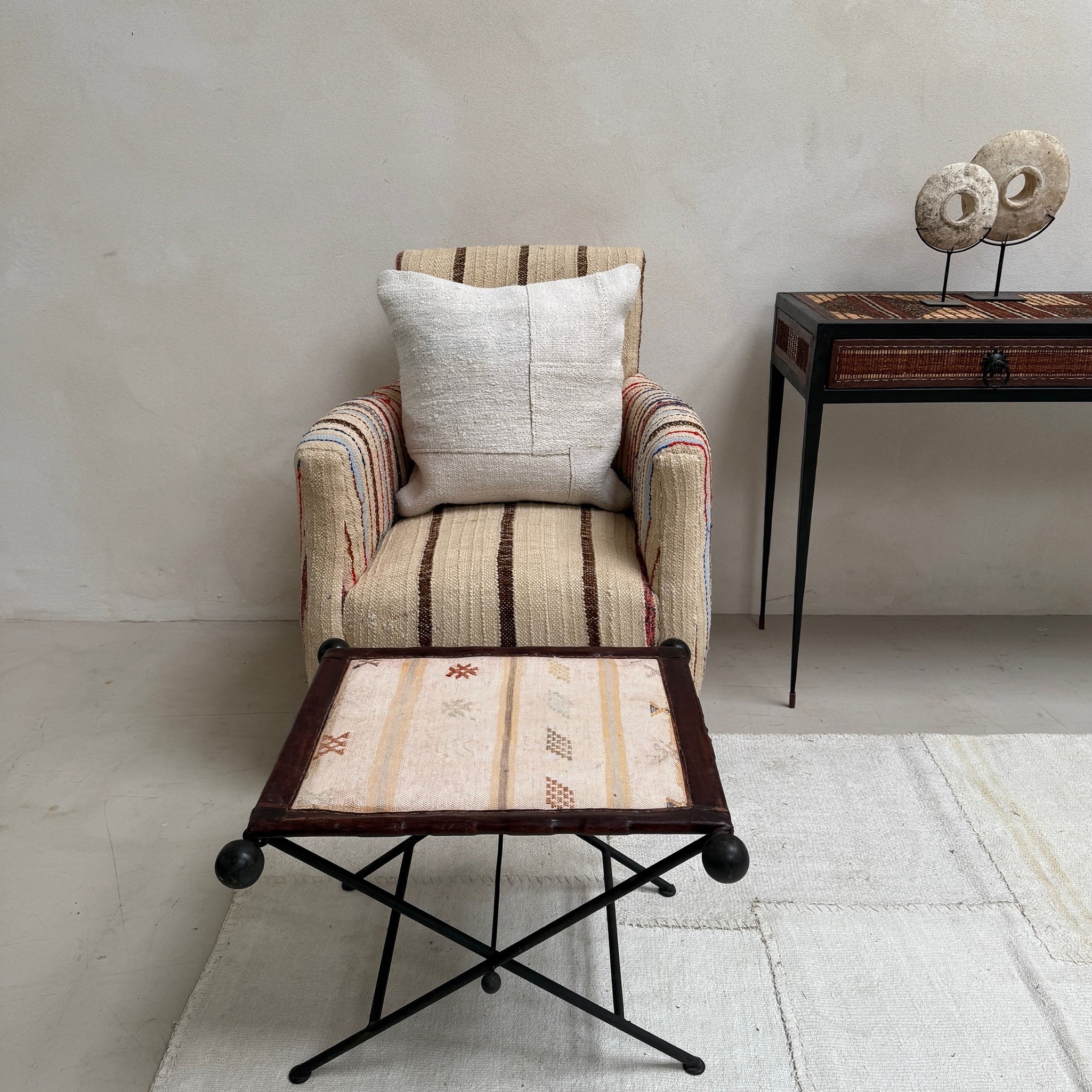 Antique Nomadic Textile Footstool - Image 11