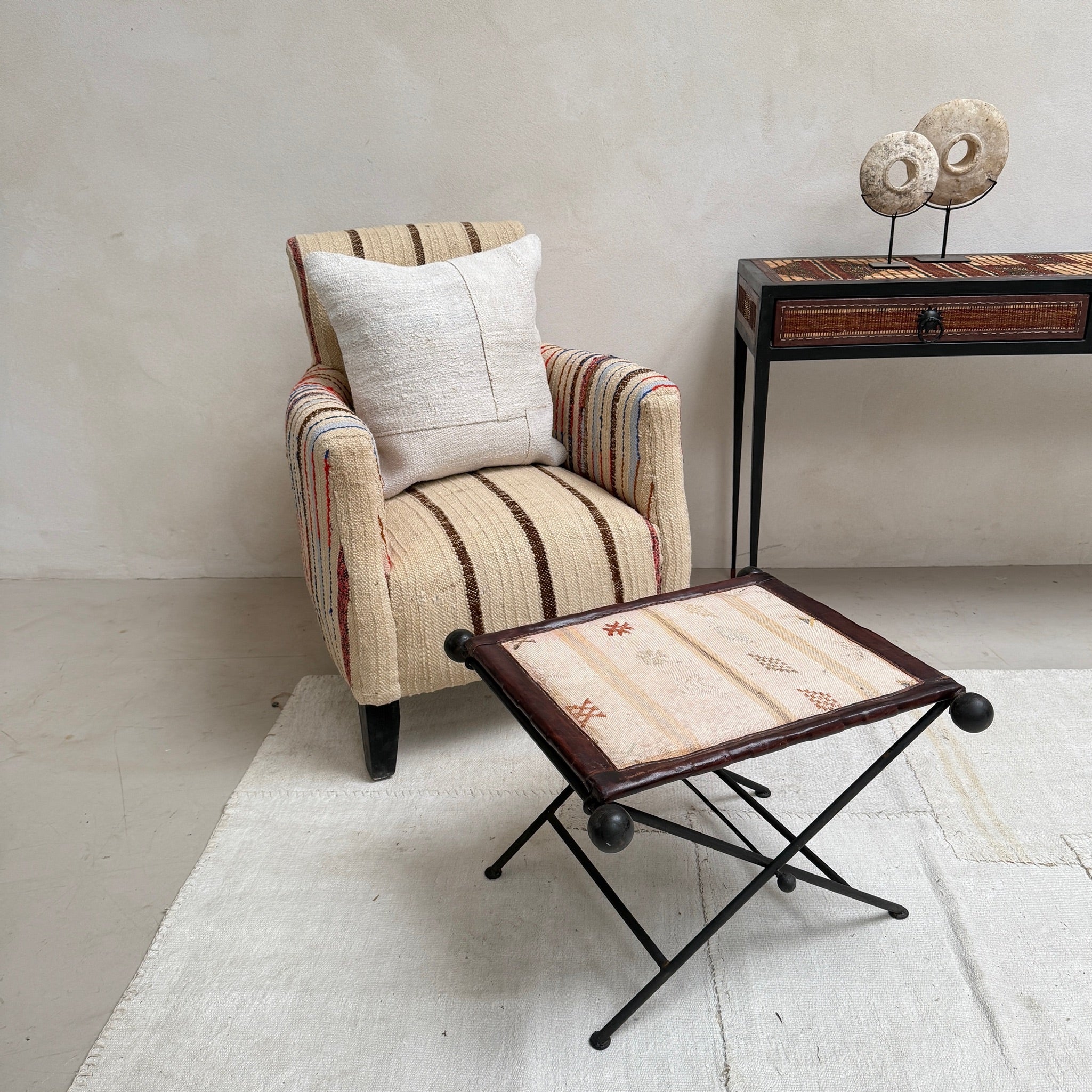 Antique Nomadic Textile Footstool - Image 12