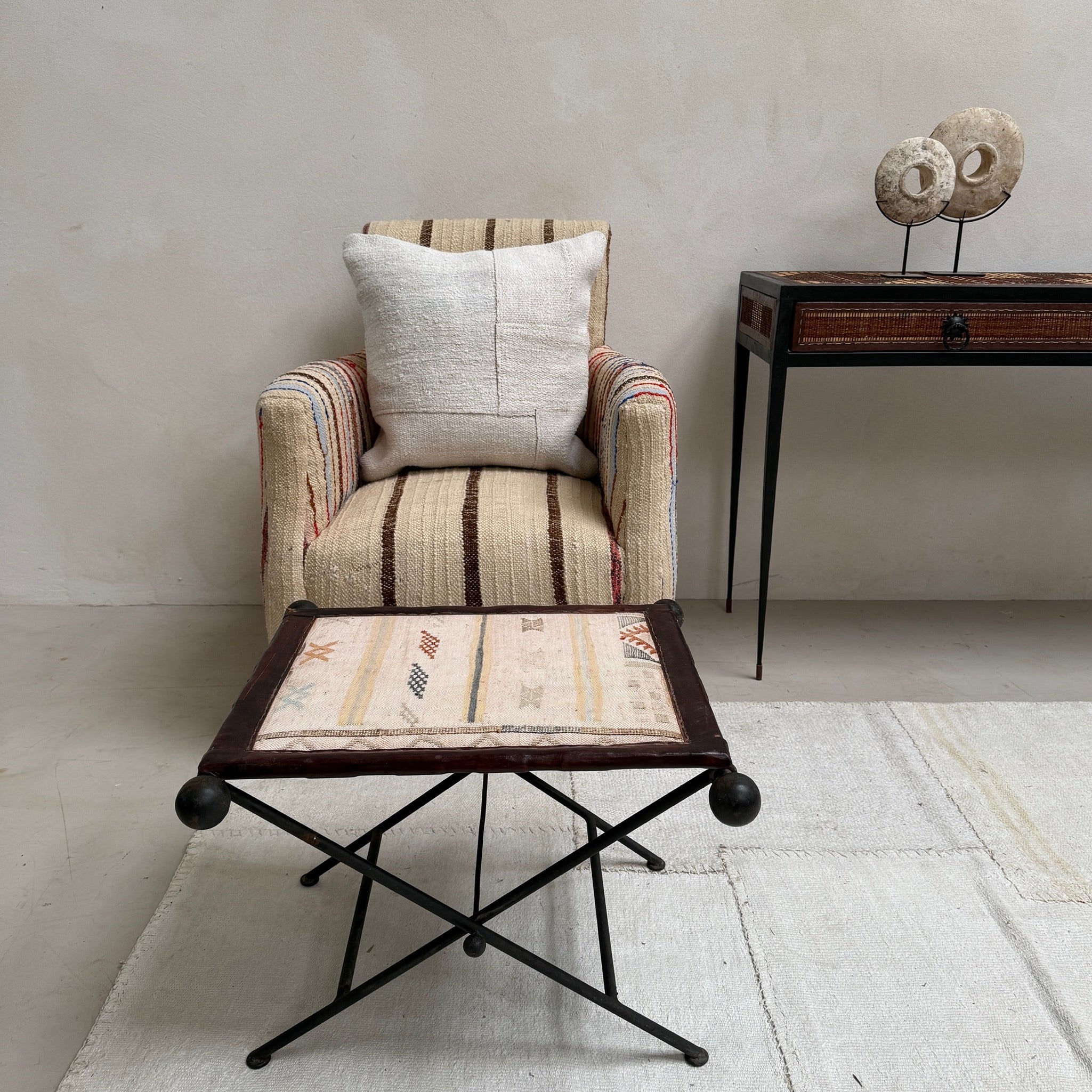 Antique Nomadic Textile Footstool - Image 14