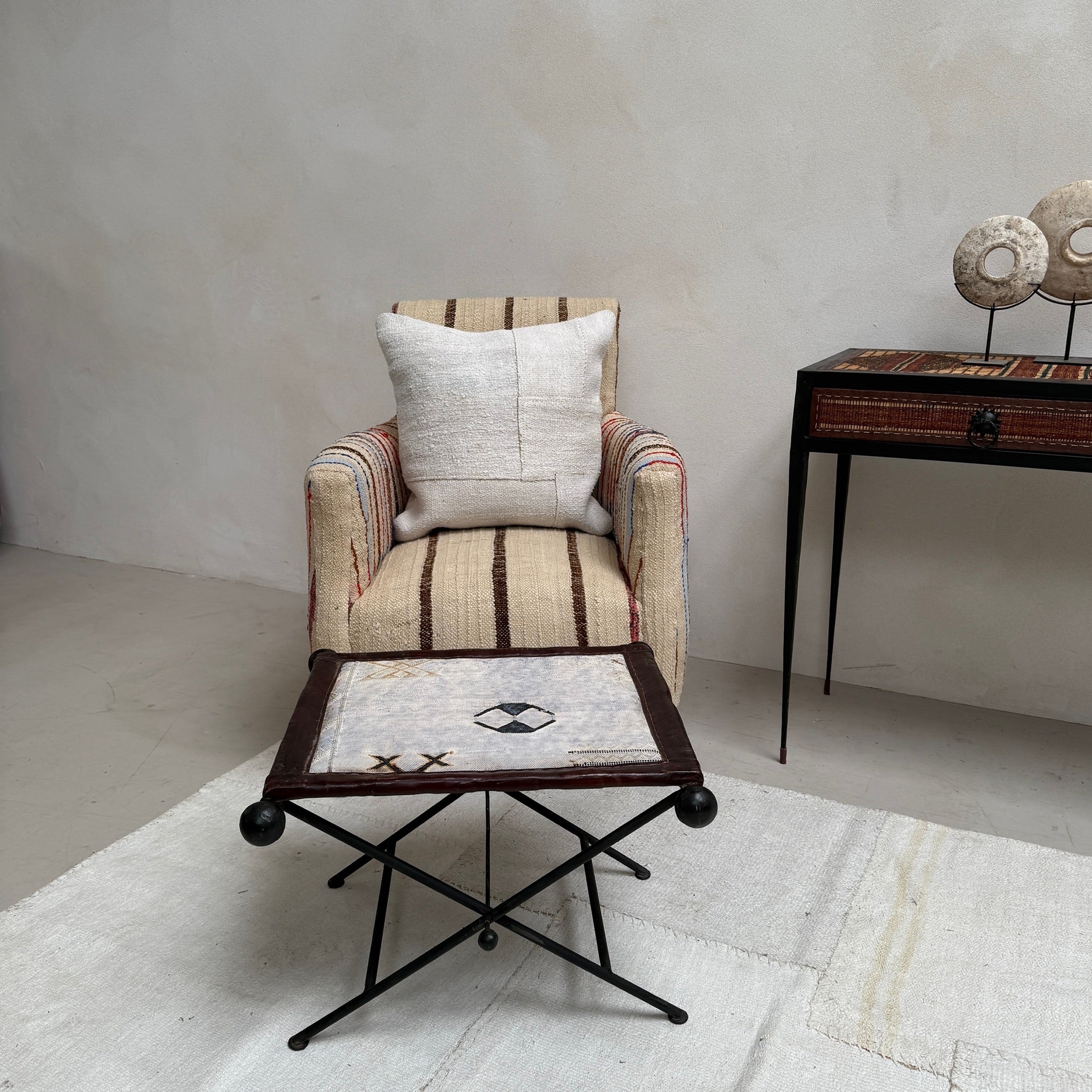 Antique Nomadic Textile Footstool - Image 3