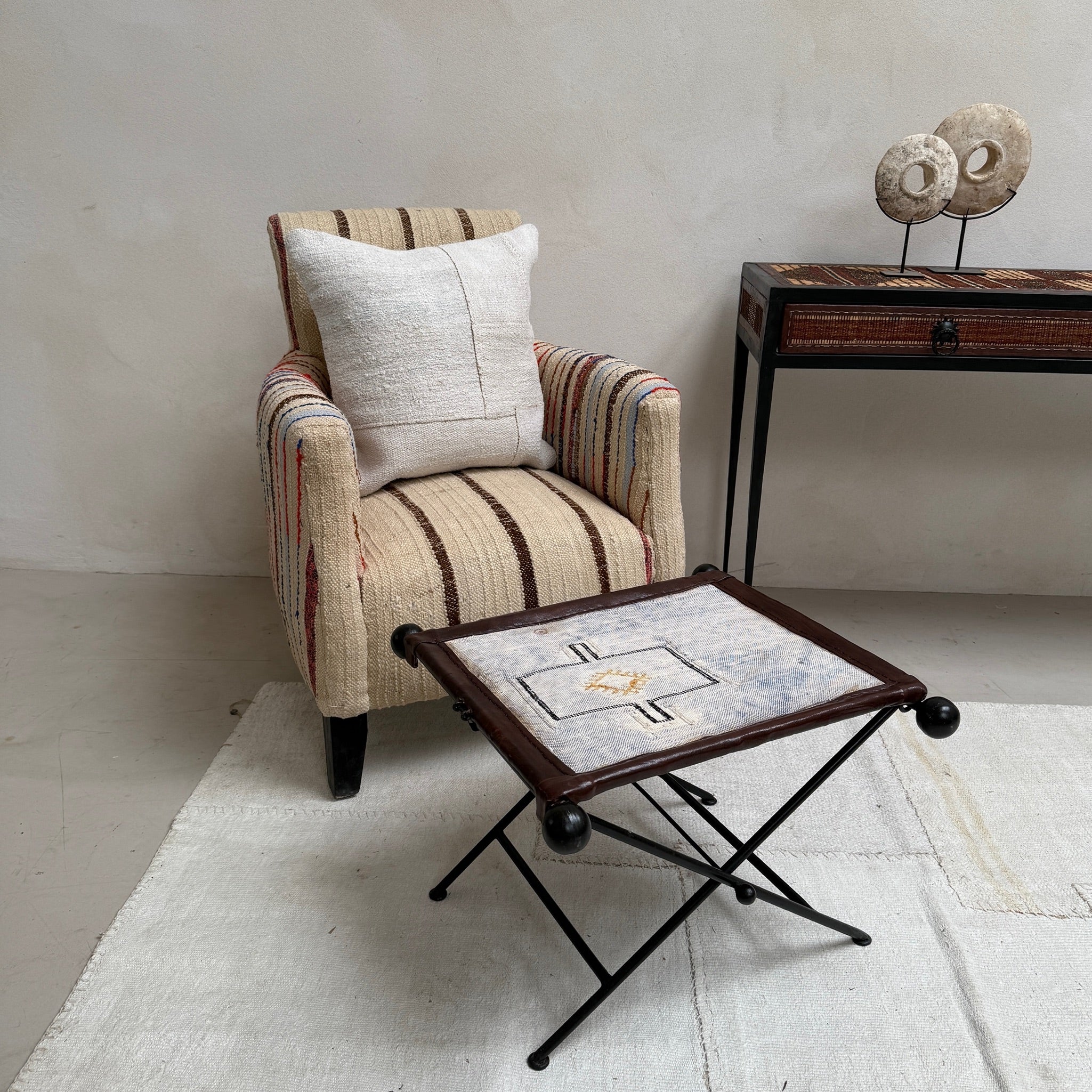 Antique Nomadic Textile Footstool - Image 5