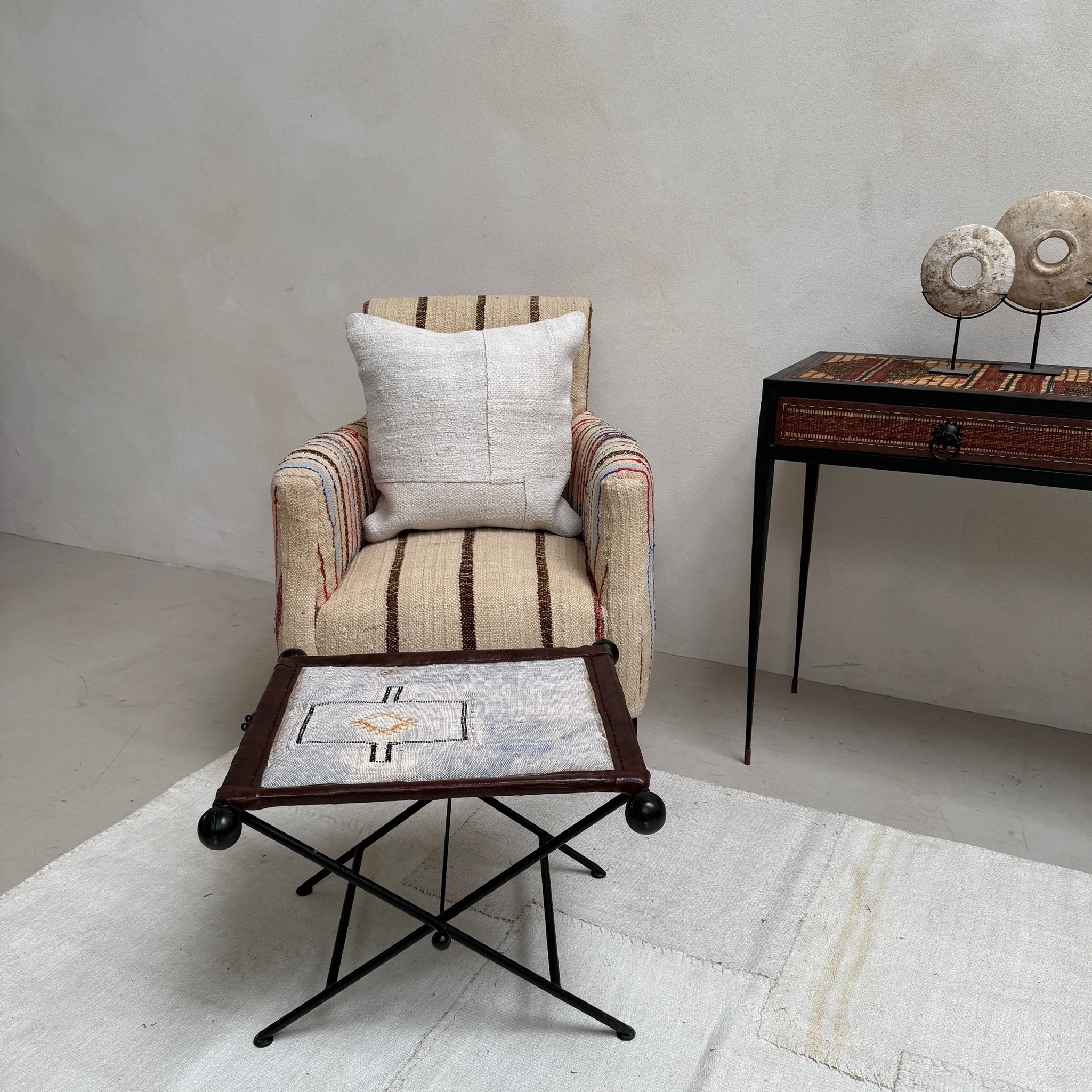 Antique Nomadic Textile Footstool - Image 6