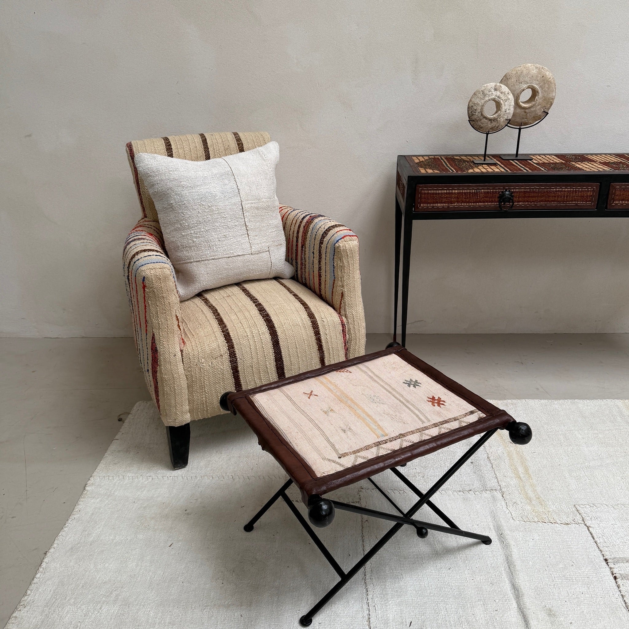 Antique Nomadic Textile Footstool - Image 8