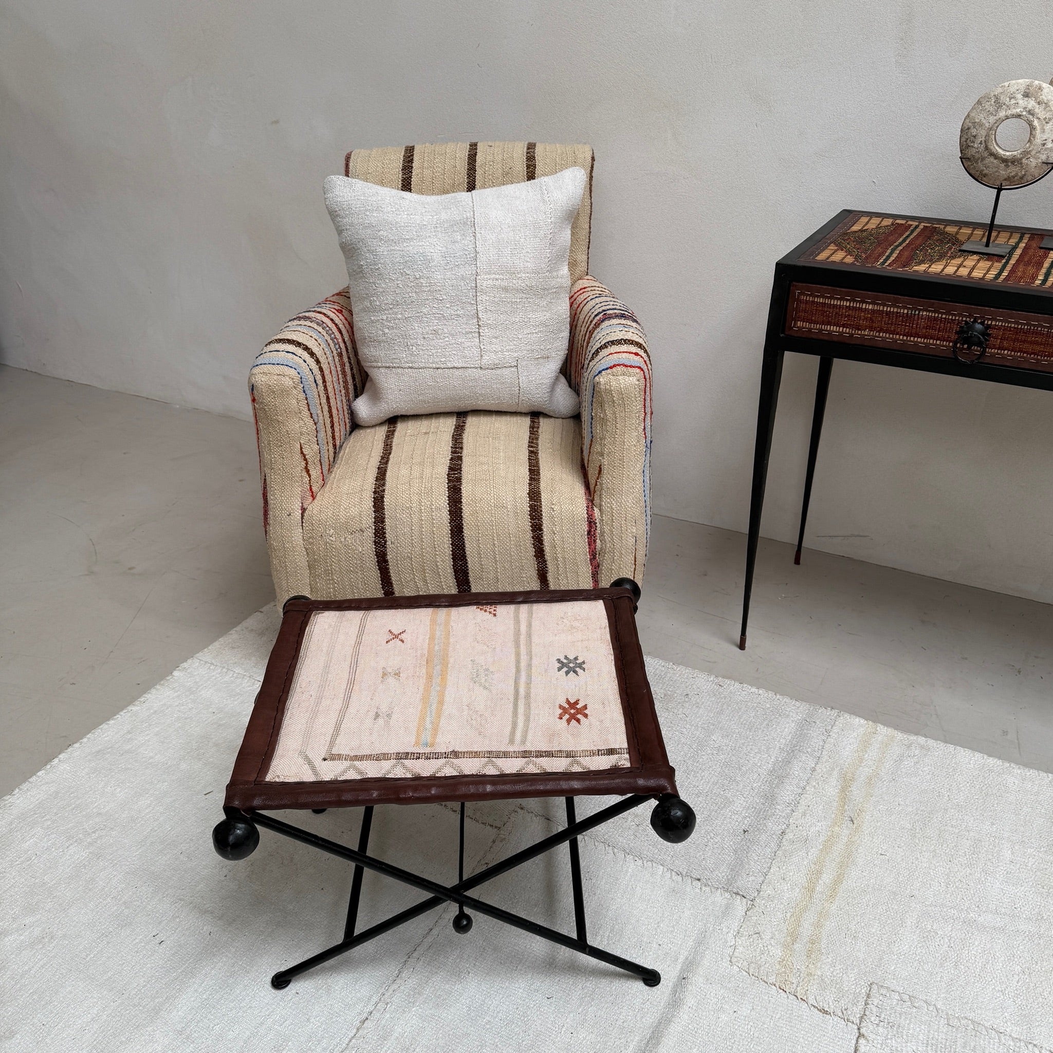Antique Nomadic Textile Footstool - Image 9