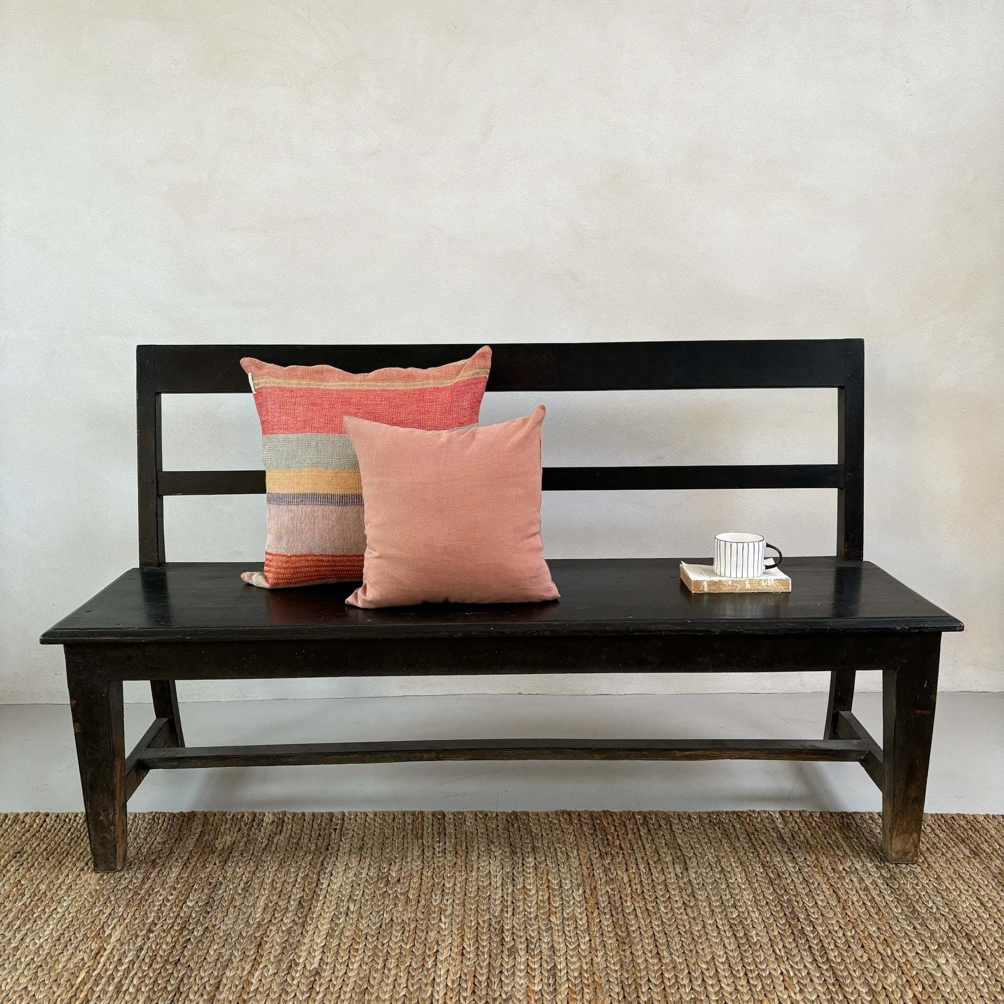 Antique original paintwork bench with back | Mylan - Image 7