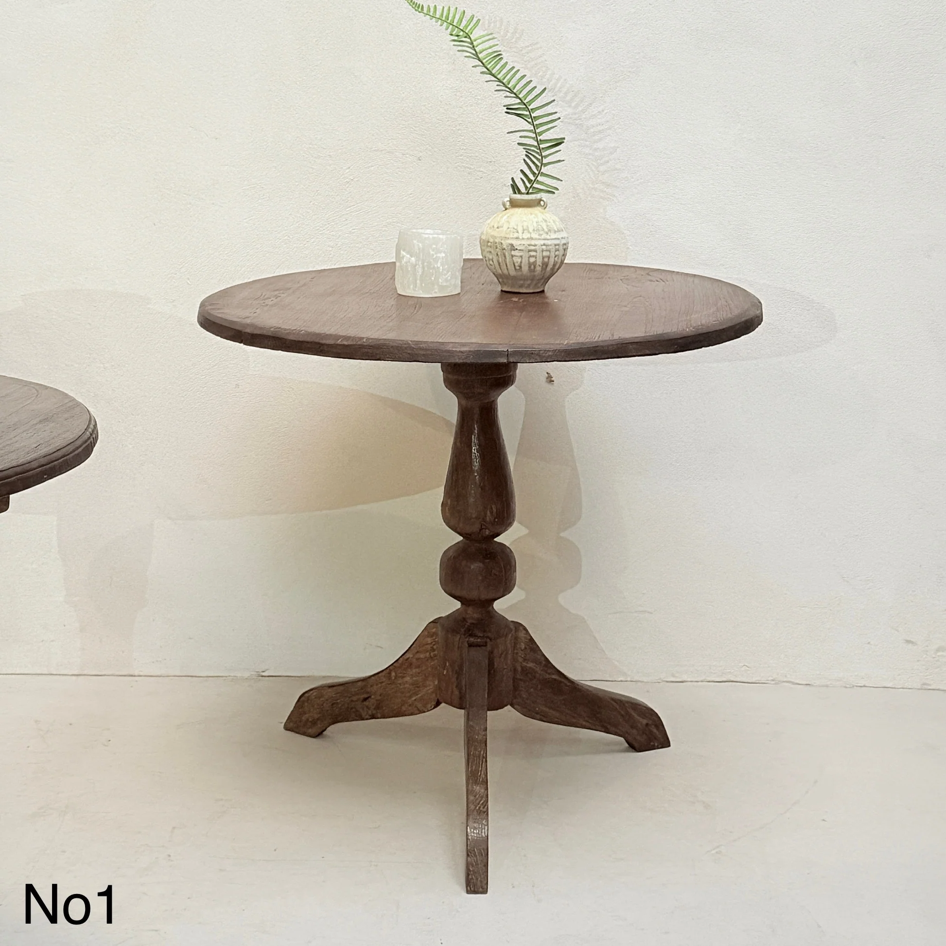 Antique Pedestal Round Side Tables - Image 3