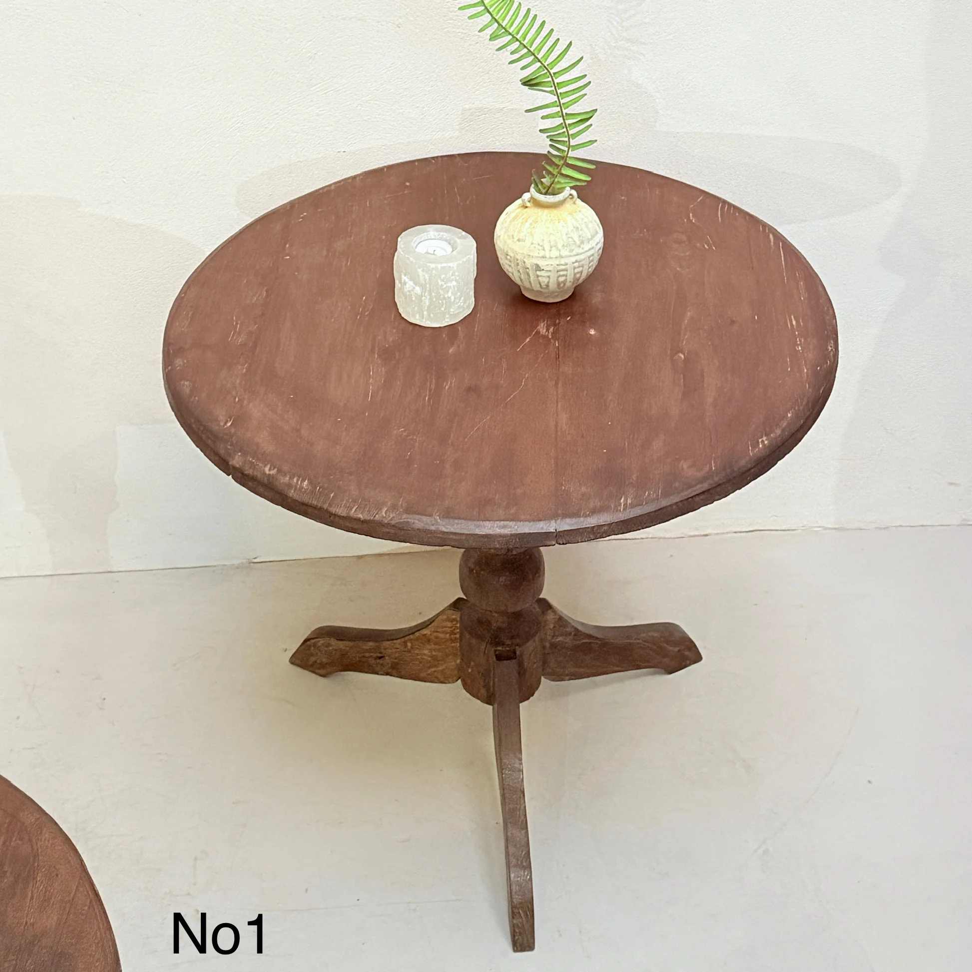 Antique Pedestal Round Side Tables - Image 4