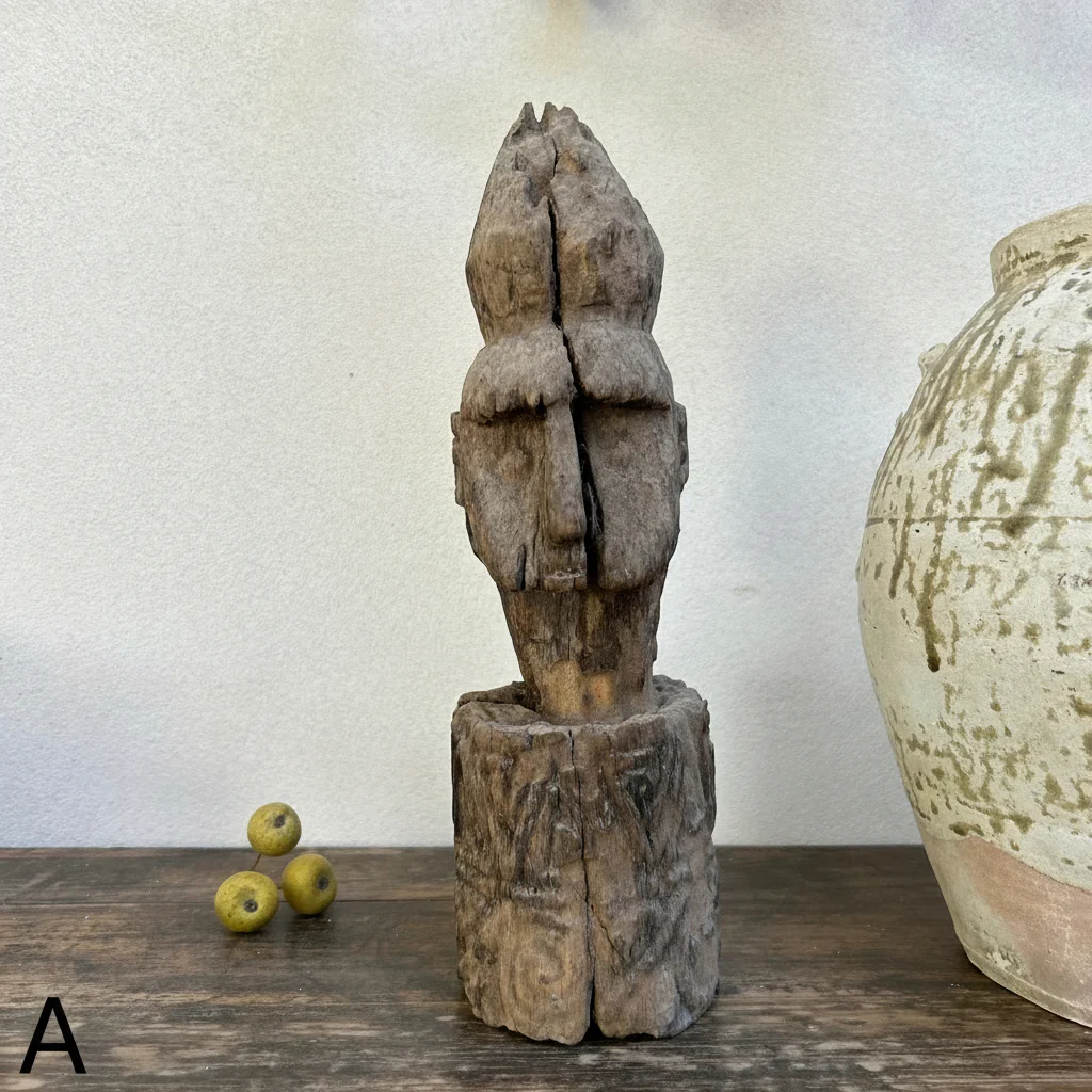 Antique primitive hand carved wooden statue | Eka - Image 2