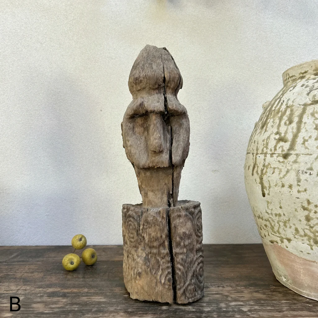 Antique primitive hand carved wooden statue | Eka - Image 3