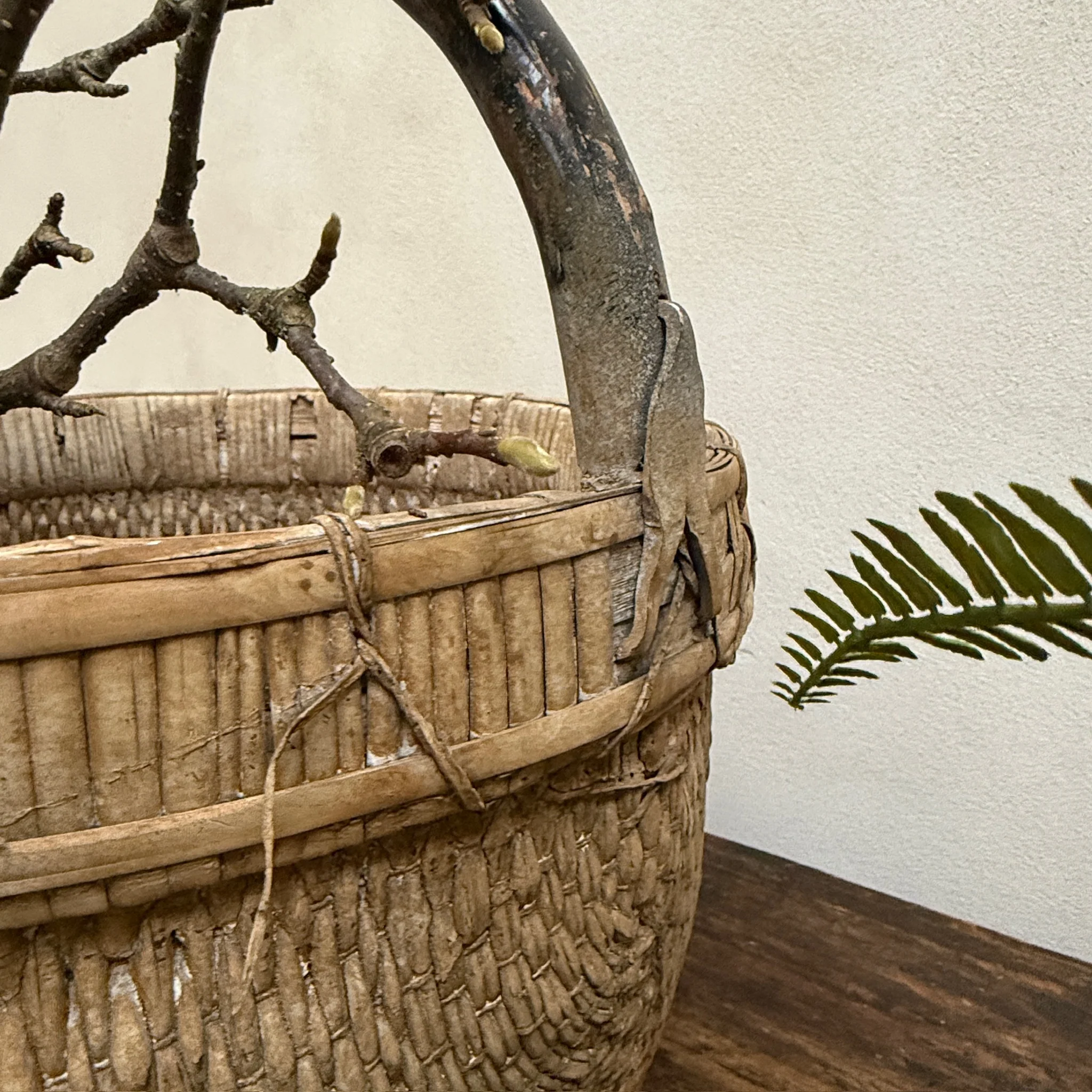 Antique Round Woven Market Basket - Image 11