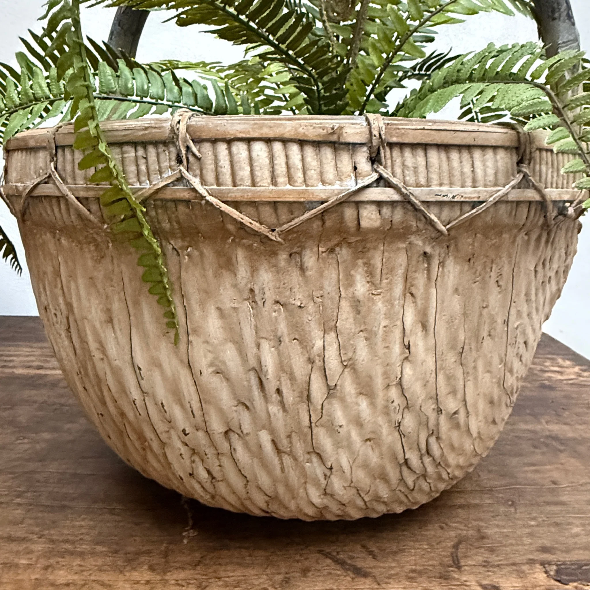 Antique Round Woven Market Basket - Image 12