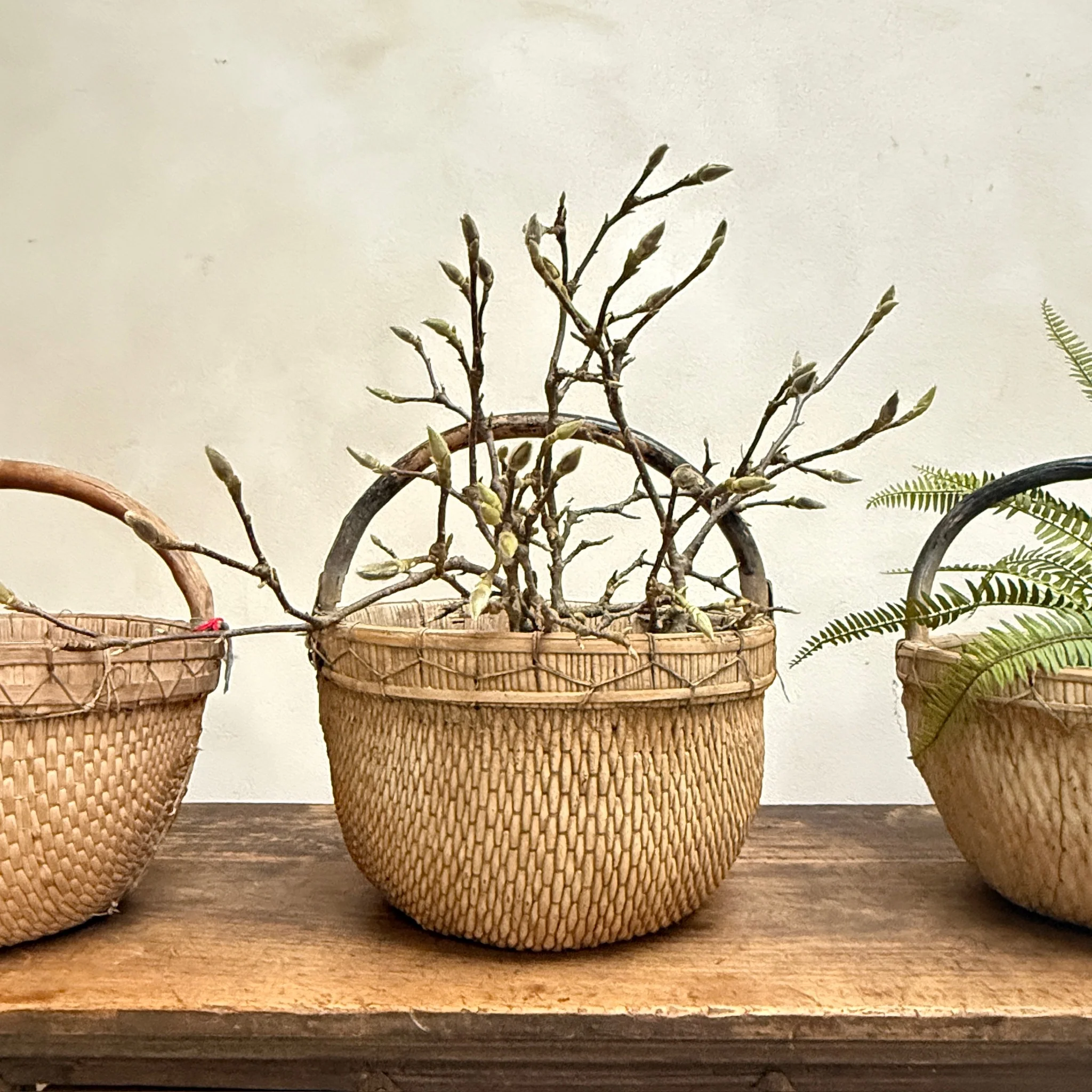 Antique Round Woven Market Basket - Image 13