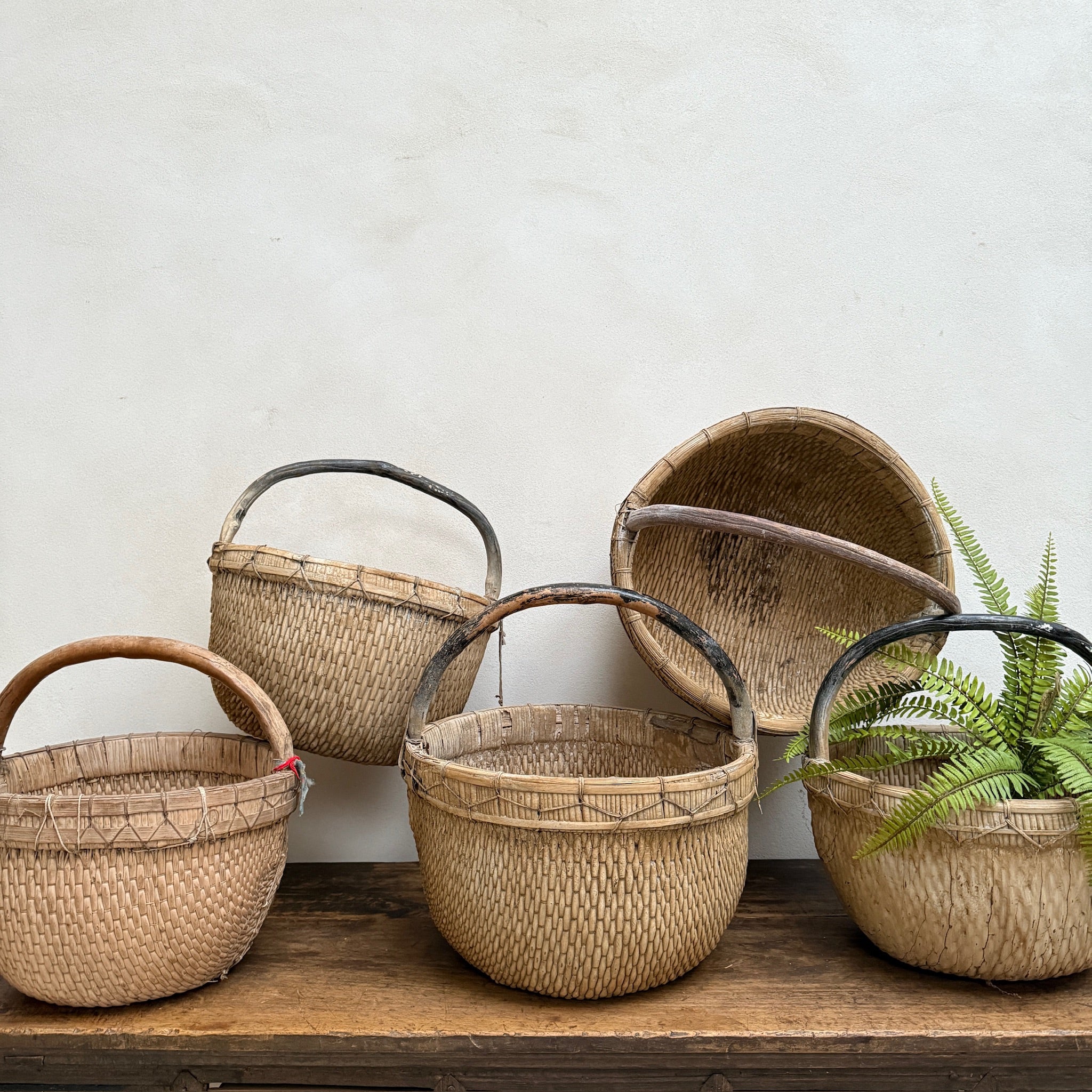 Antique Round Woven Market Basket - Image 14