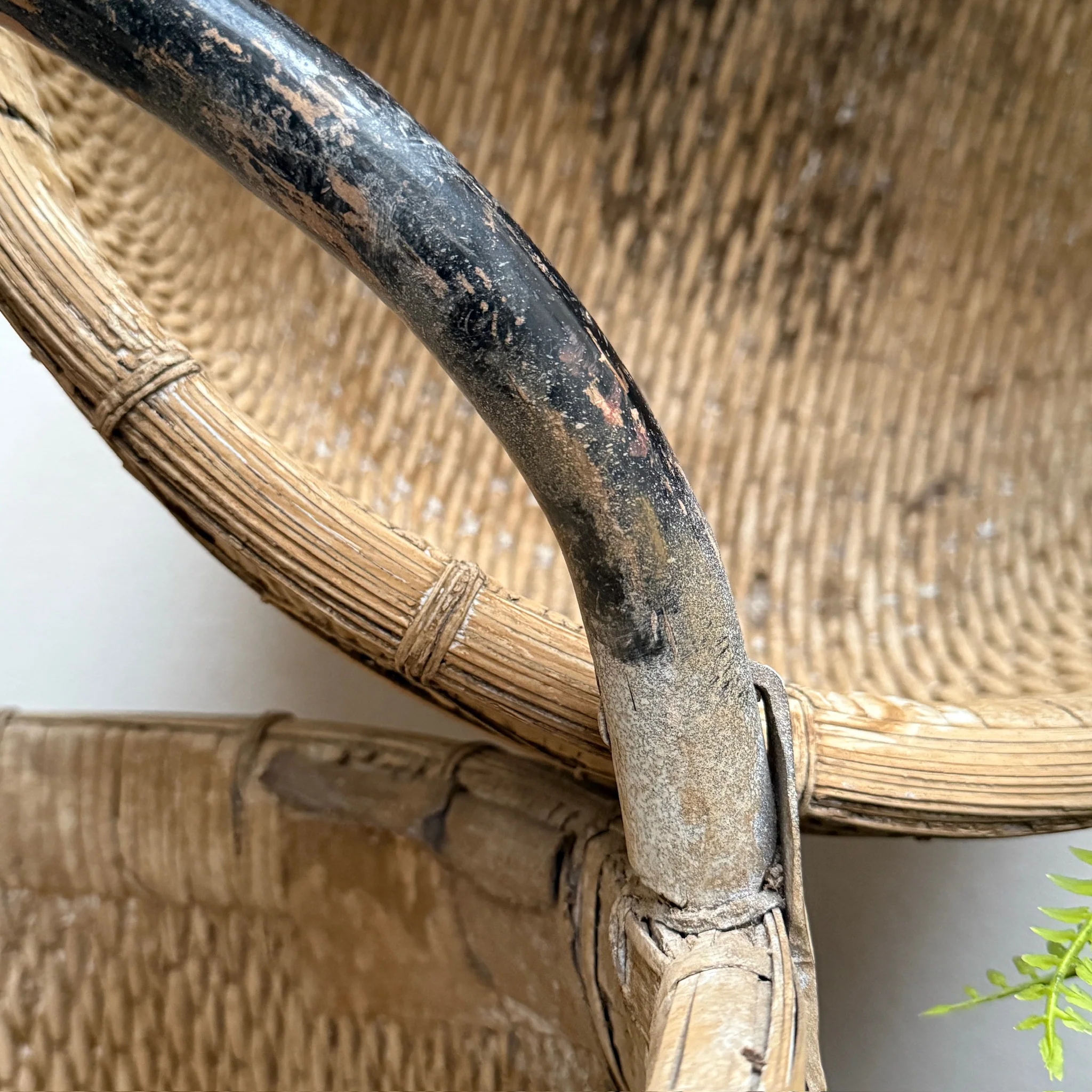 Antique Round Woven Market Basket - Image 3