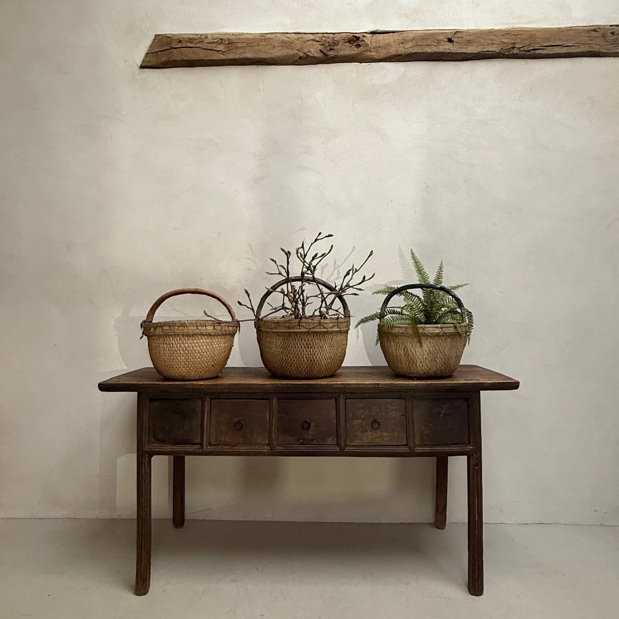 Antique Round Woven Market Basket - Image 7