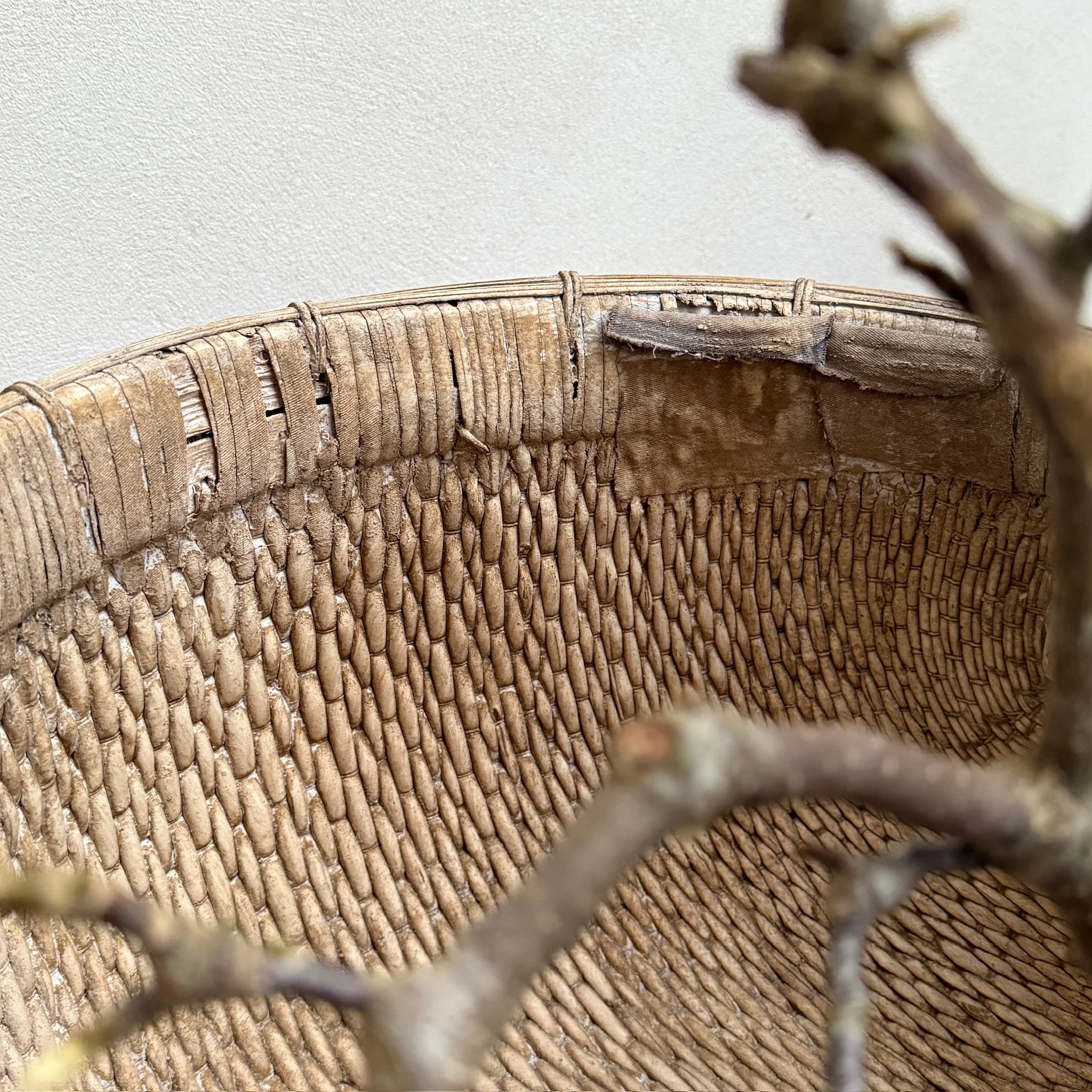 Antique Round Woven Market Basket - Image 8