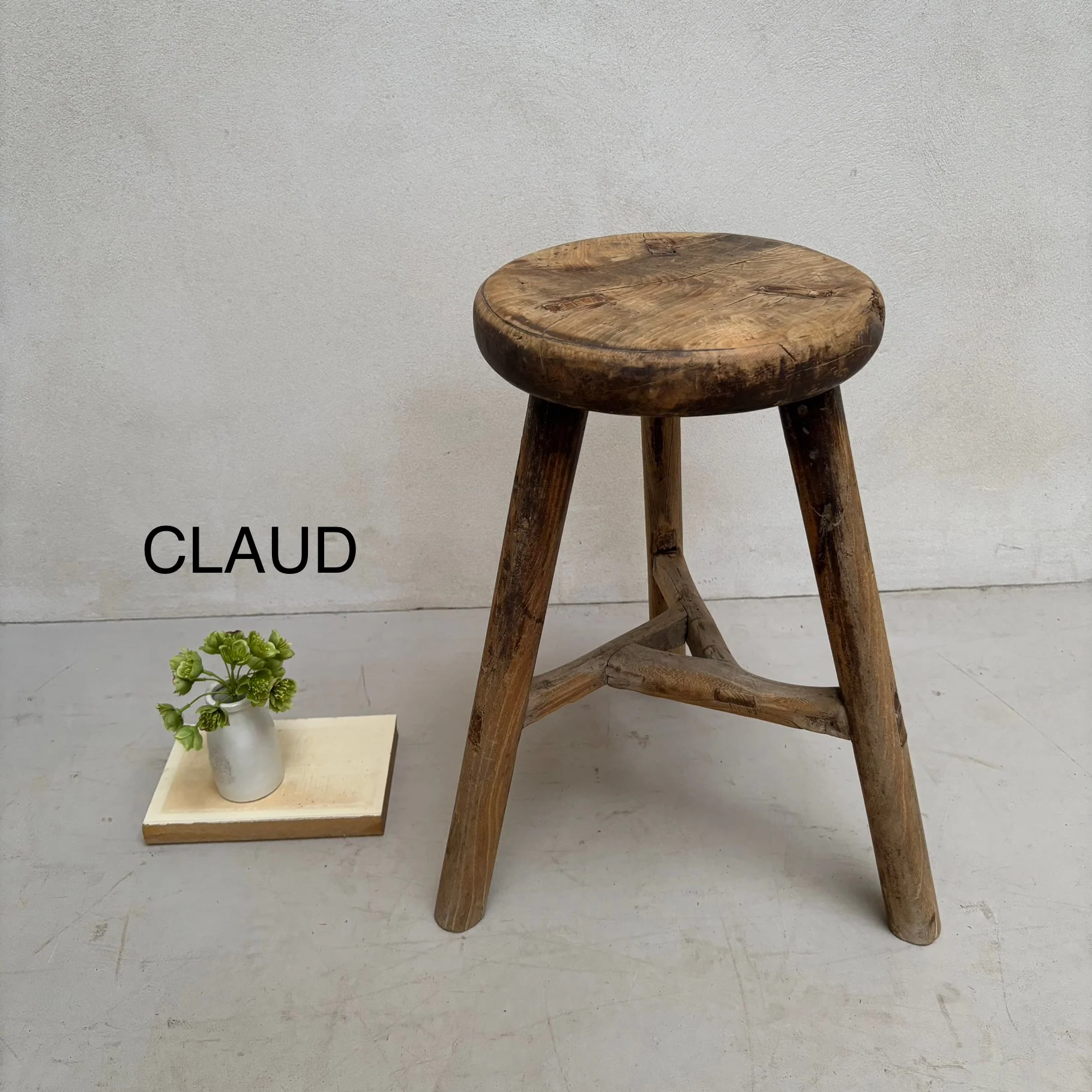 Antique Rustic Round Top Stool - Image 13