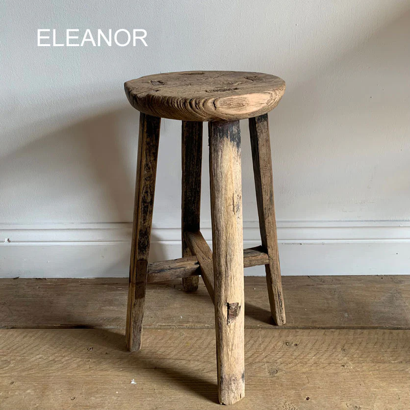Antique Rustic Round Top Stool - Image 4