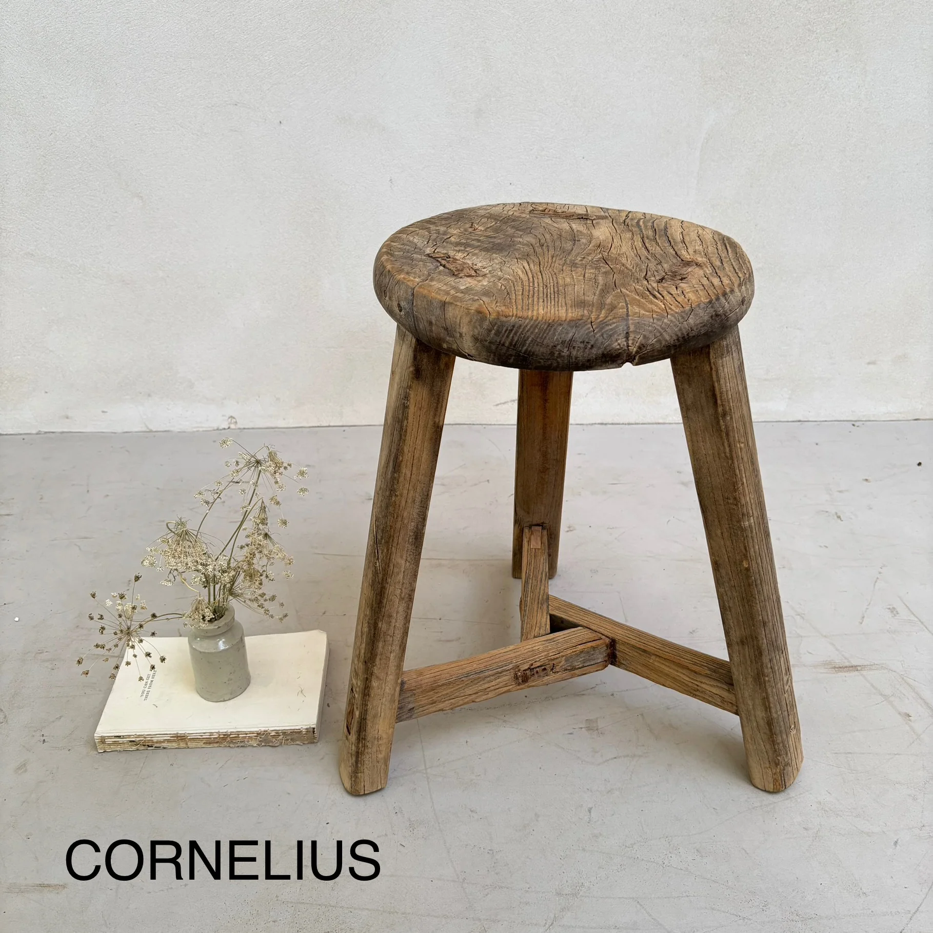 Antique Rustic Round Top Stool - Image 6