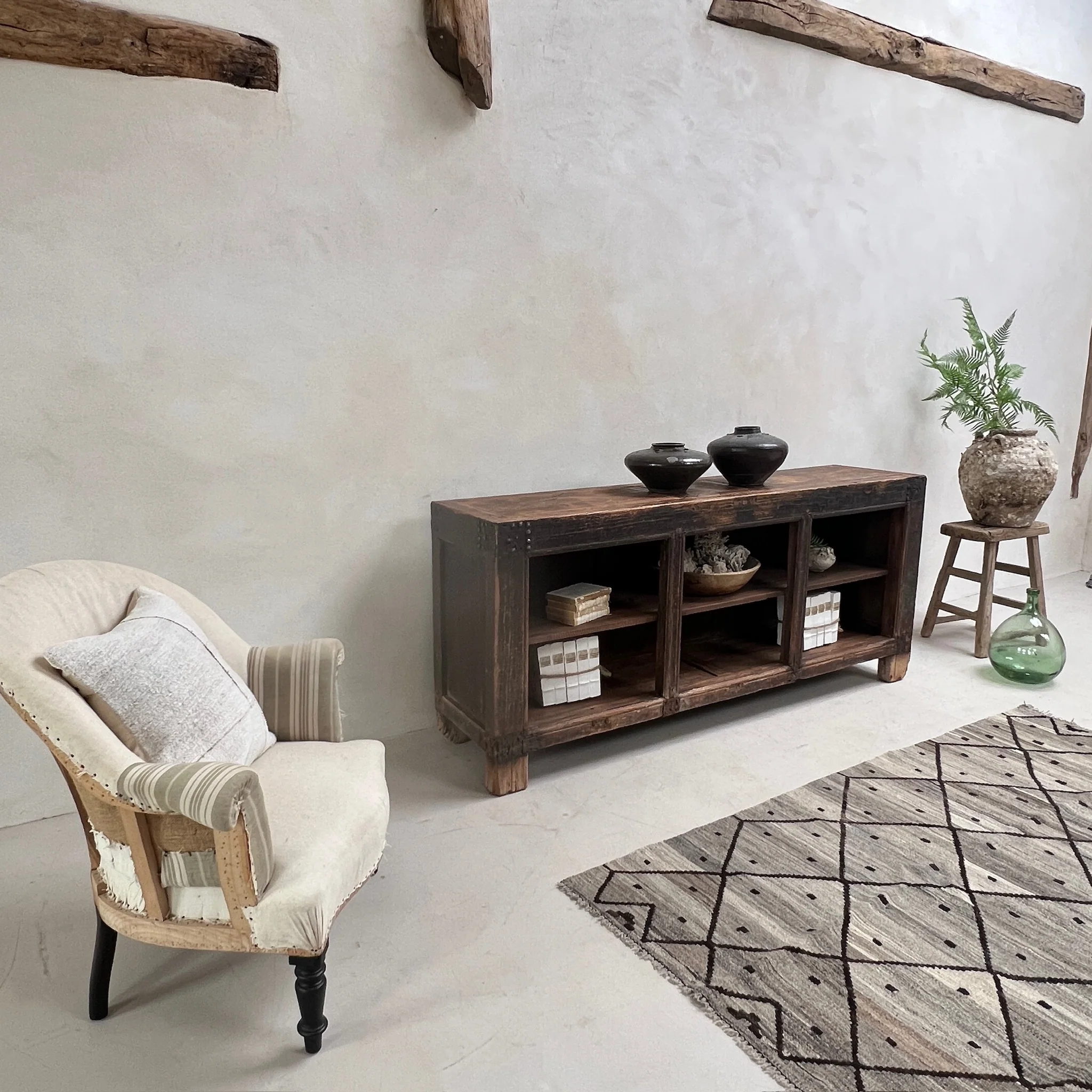 Antique Rustic Shop Counter Open Cabinet | Etna - Image 15