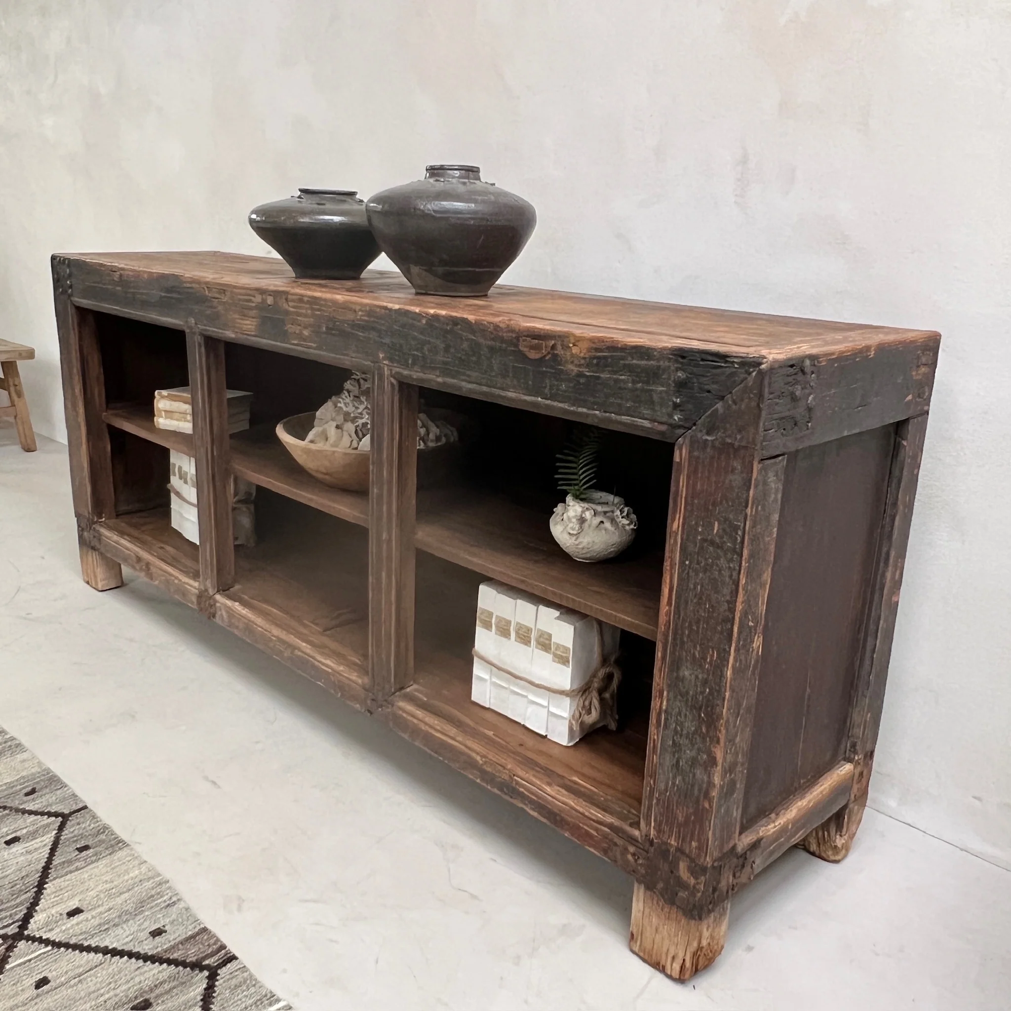 Antique Rustic Shop Counter Open Cabinet | Etna - Image 2