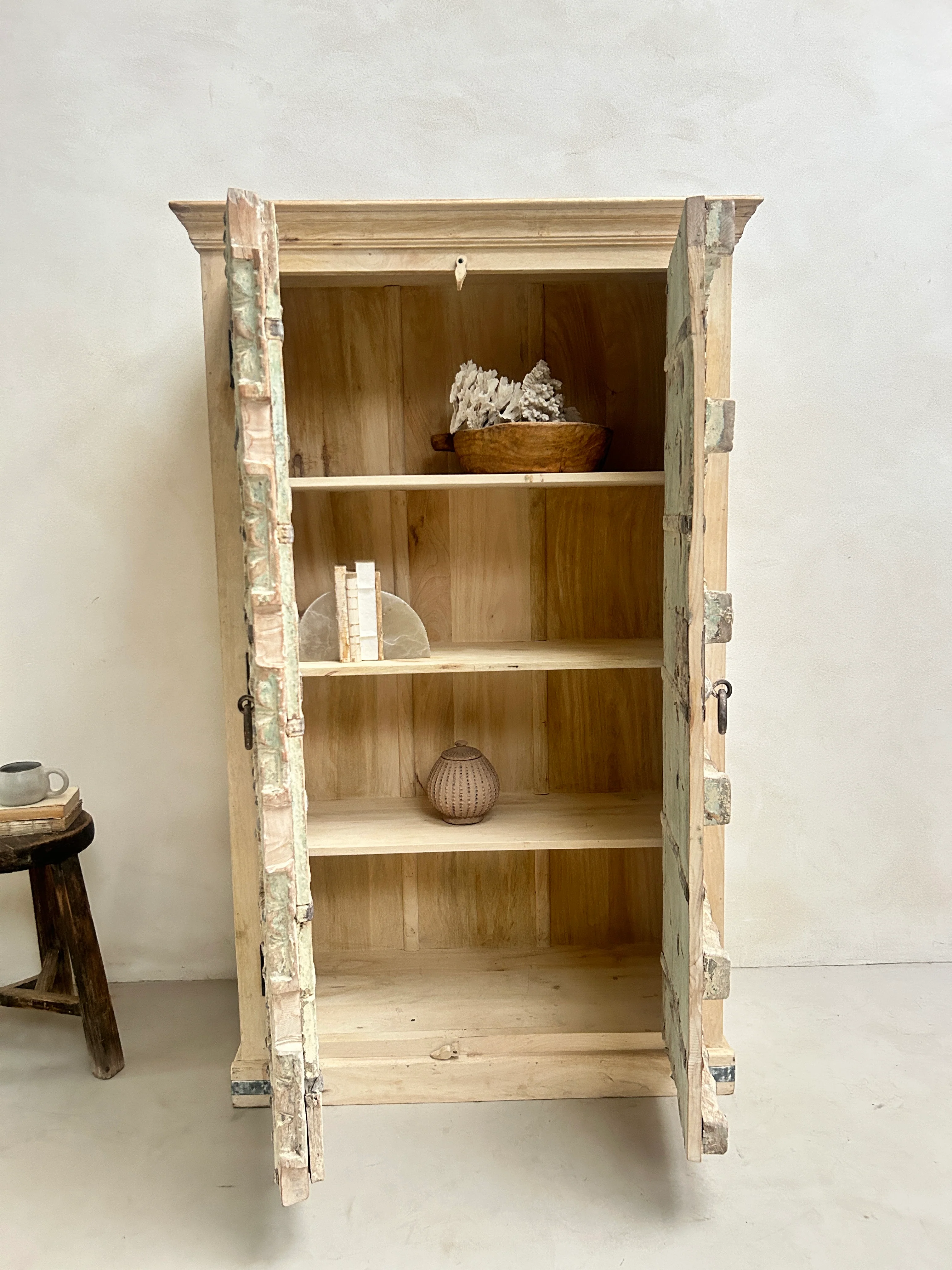 Antique rustic white washed Cupboard | Ayesha - Image 9