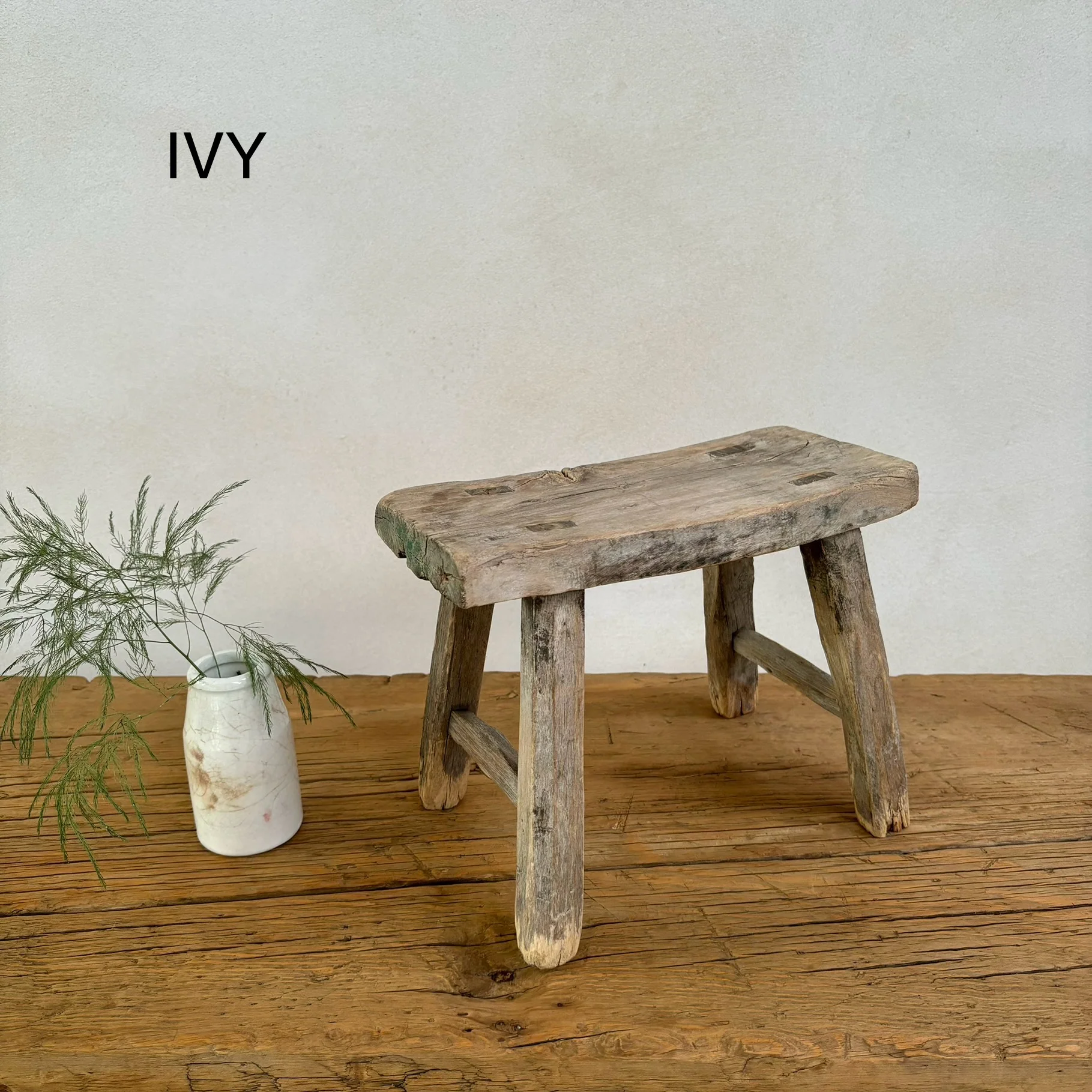 Antique rustic wood footstool (Select from photo) - Image 13