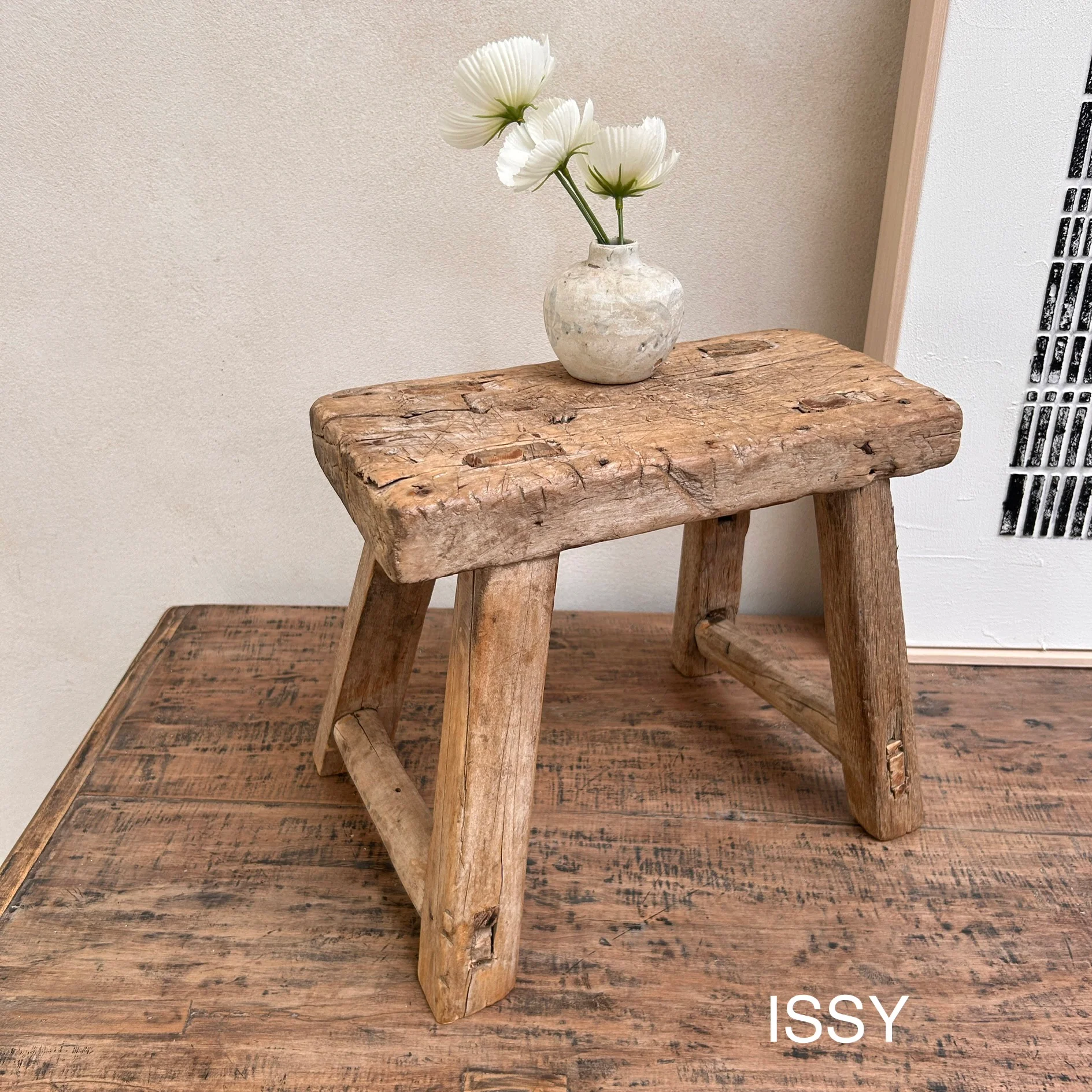 Antique rustic wood footstool (Select from photo) - Image 17