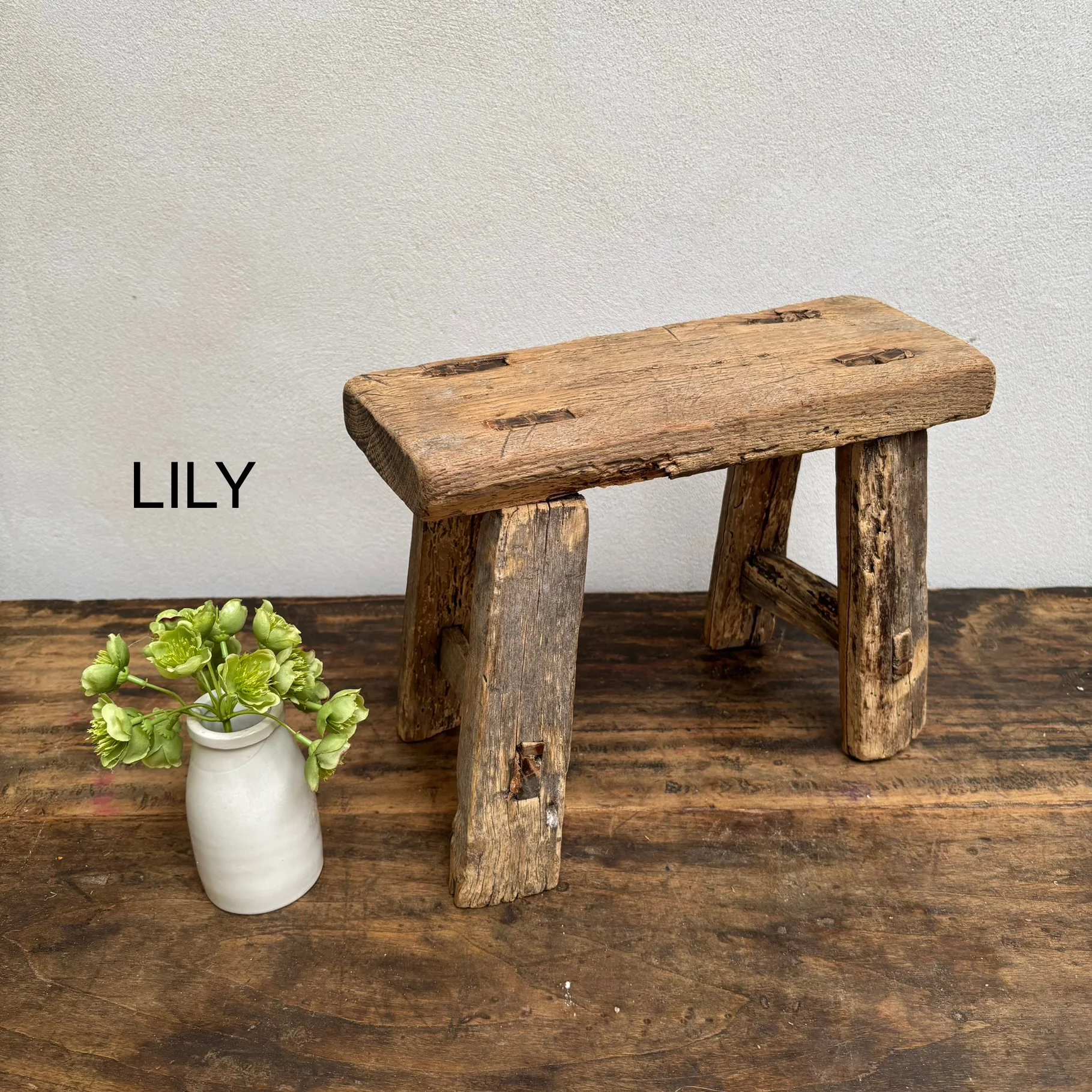 Antique rustic wood footstool (Select from photo) - Image 3