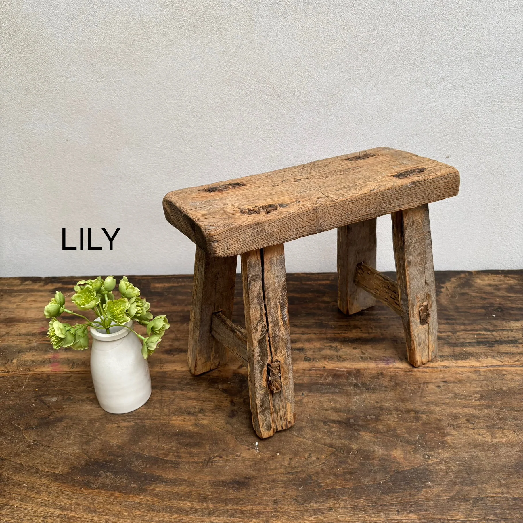 Antique rustic wood footstool (Select from photo) - Image 4
