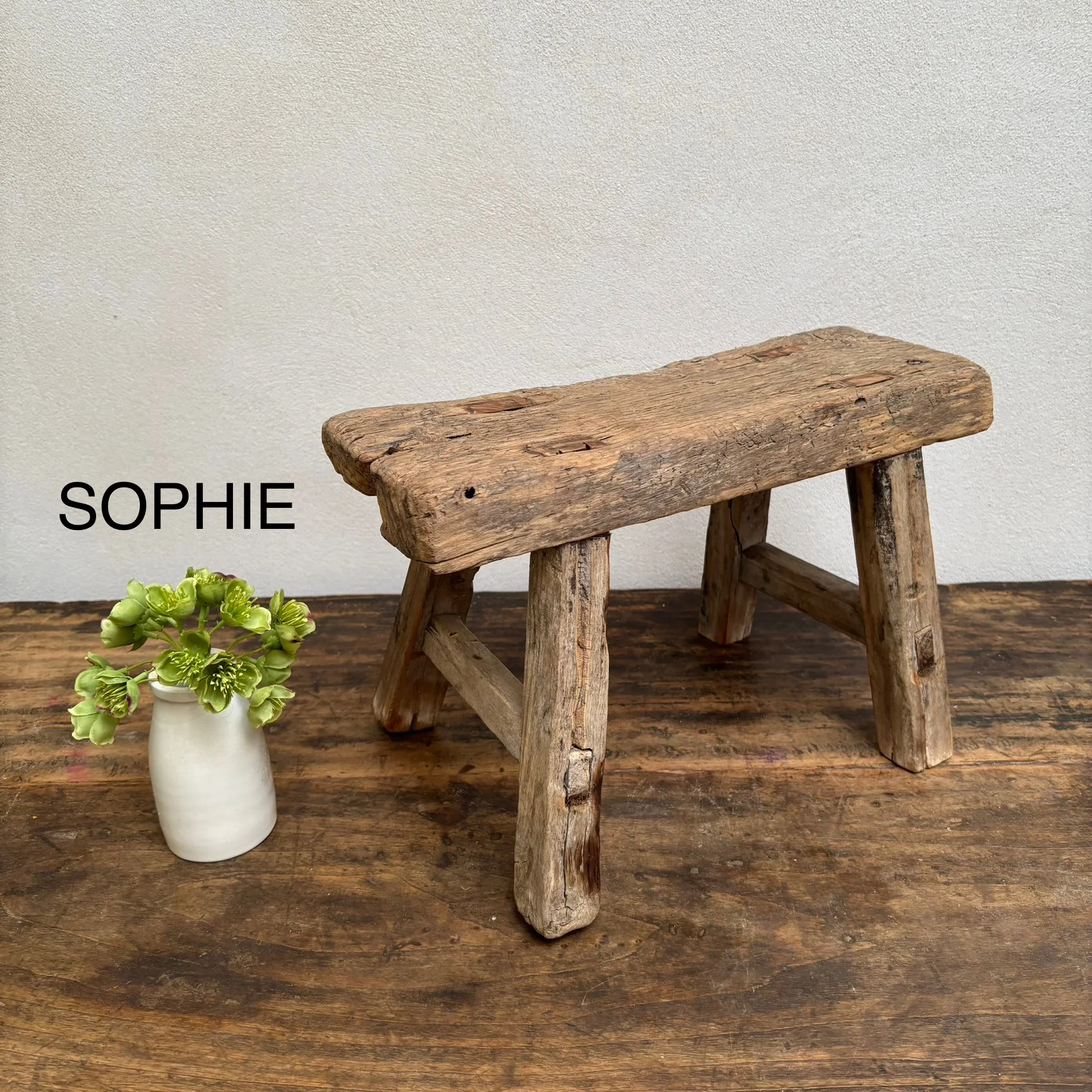 Antique rustic wood footstool (Select from photo) - Image 5