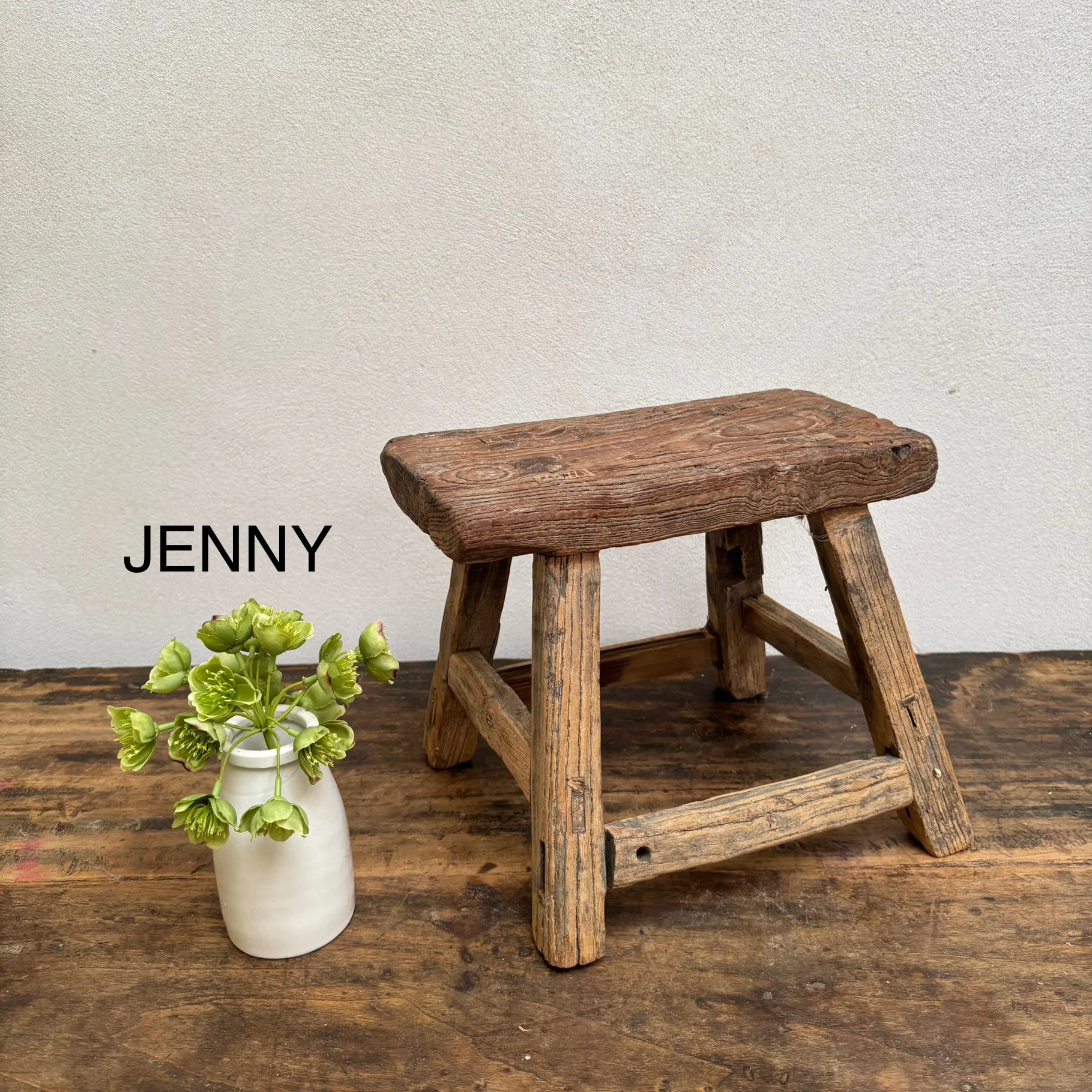 Antique rustic wood footstool (Select from photo) - Image 6