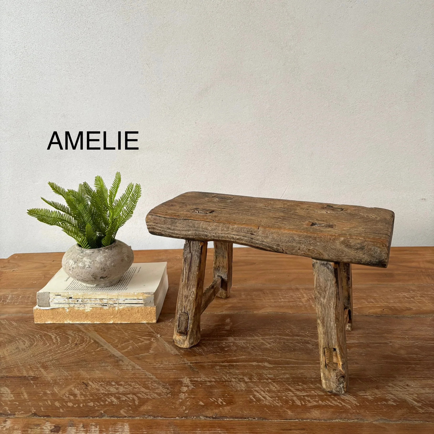 Antique rustic wood footstool (Select from photo) - Image 7