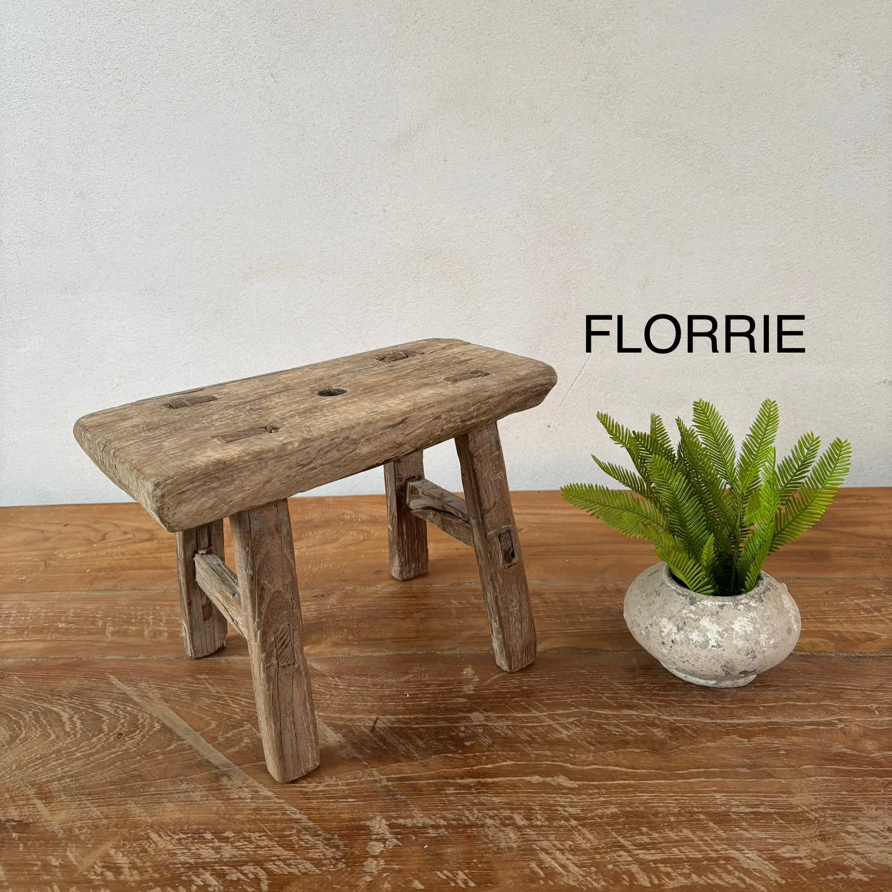 Antique rustic wood footstool (Select from photo) - Image 8