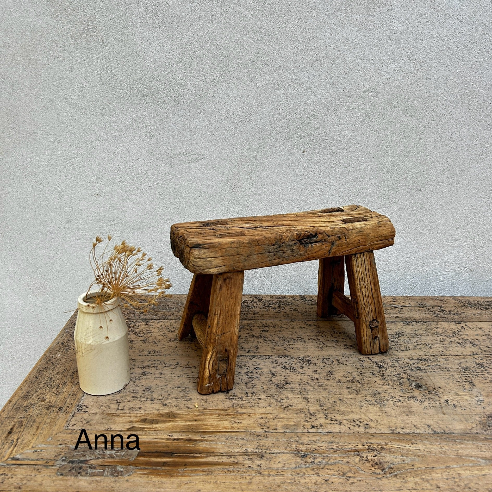 Antique rustic wood footstool (Select from photo) - Image 9