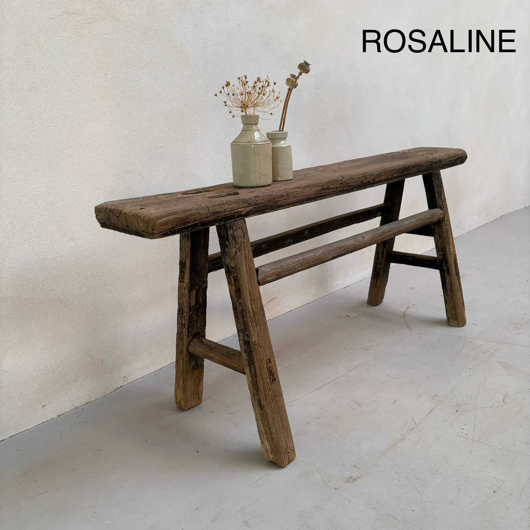 Antique Rustic Wooden Bench - Image 11