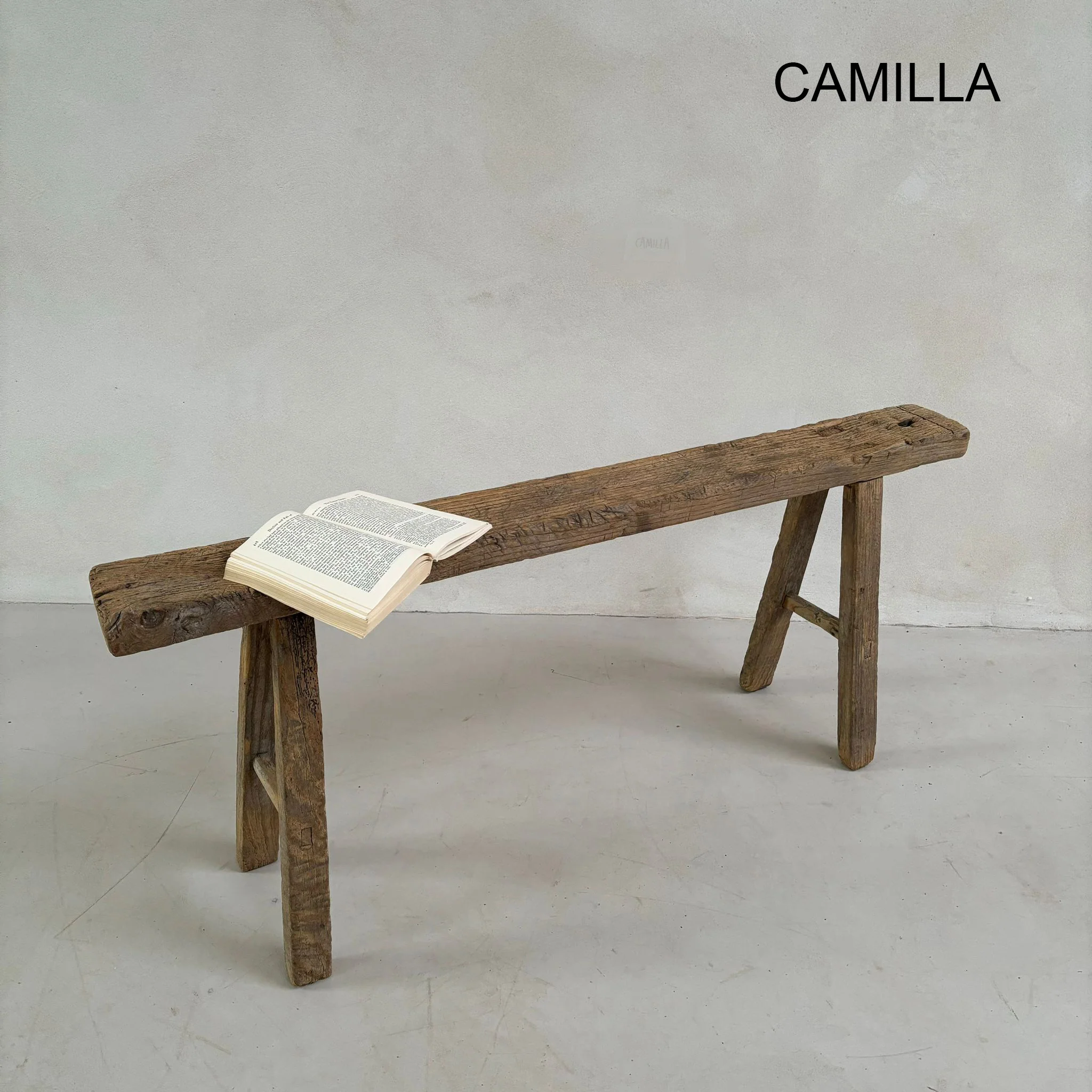 Antique Rustic Wooden Bench - Image 8