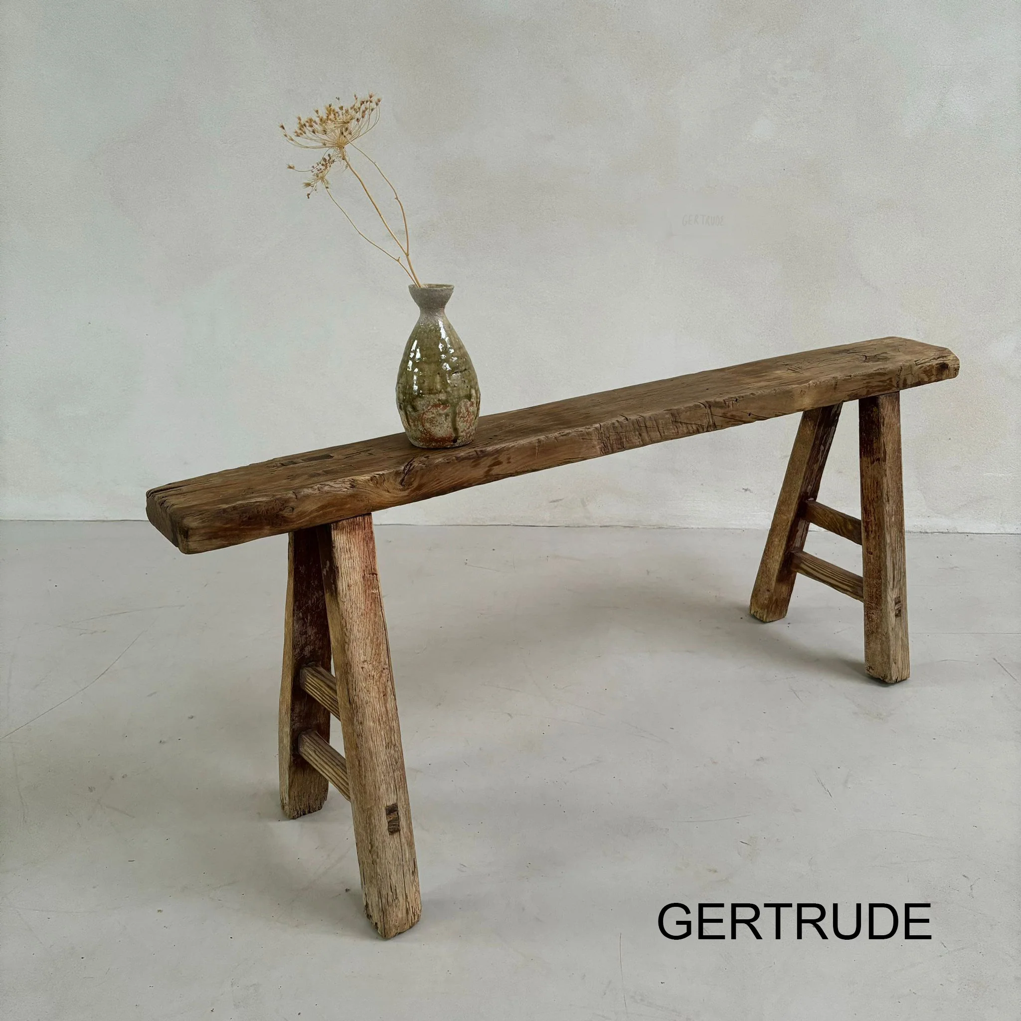 Antique Rustic Wooden Bench - Image 9