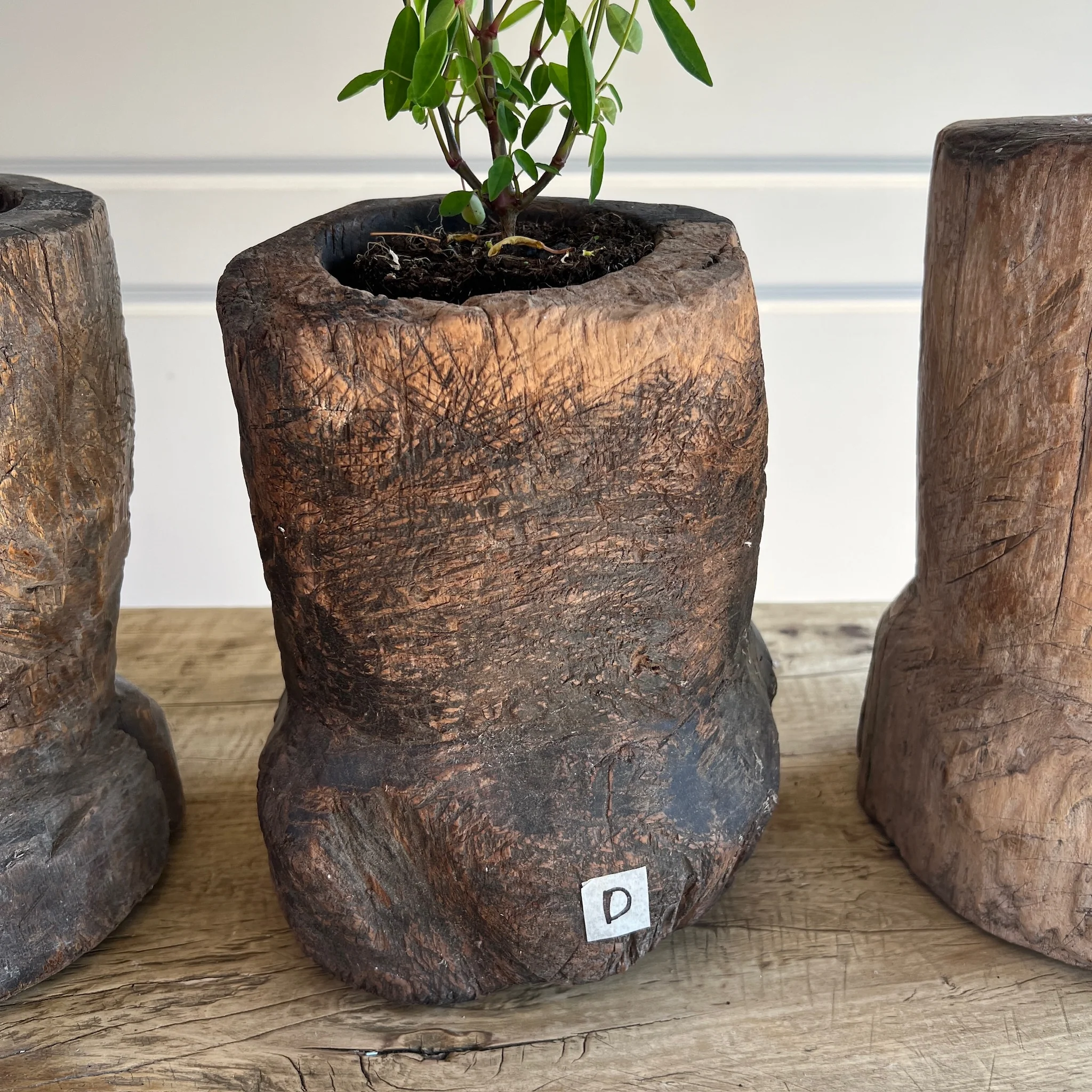 Antique Rustic Wooden Mortar - Image 2