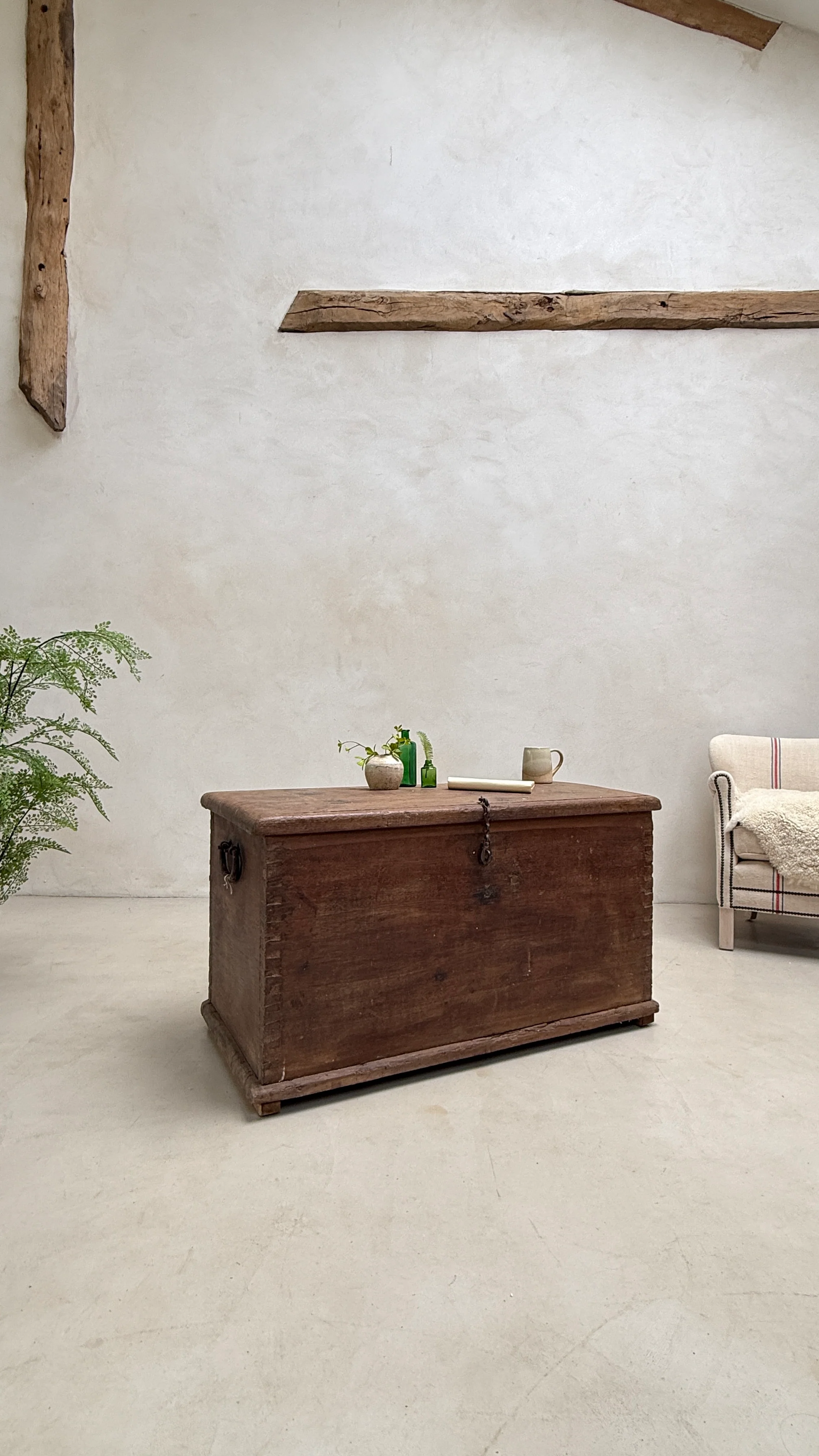 Antique solid teak blanket box storage trunk | Bray - Image 4
