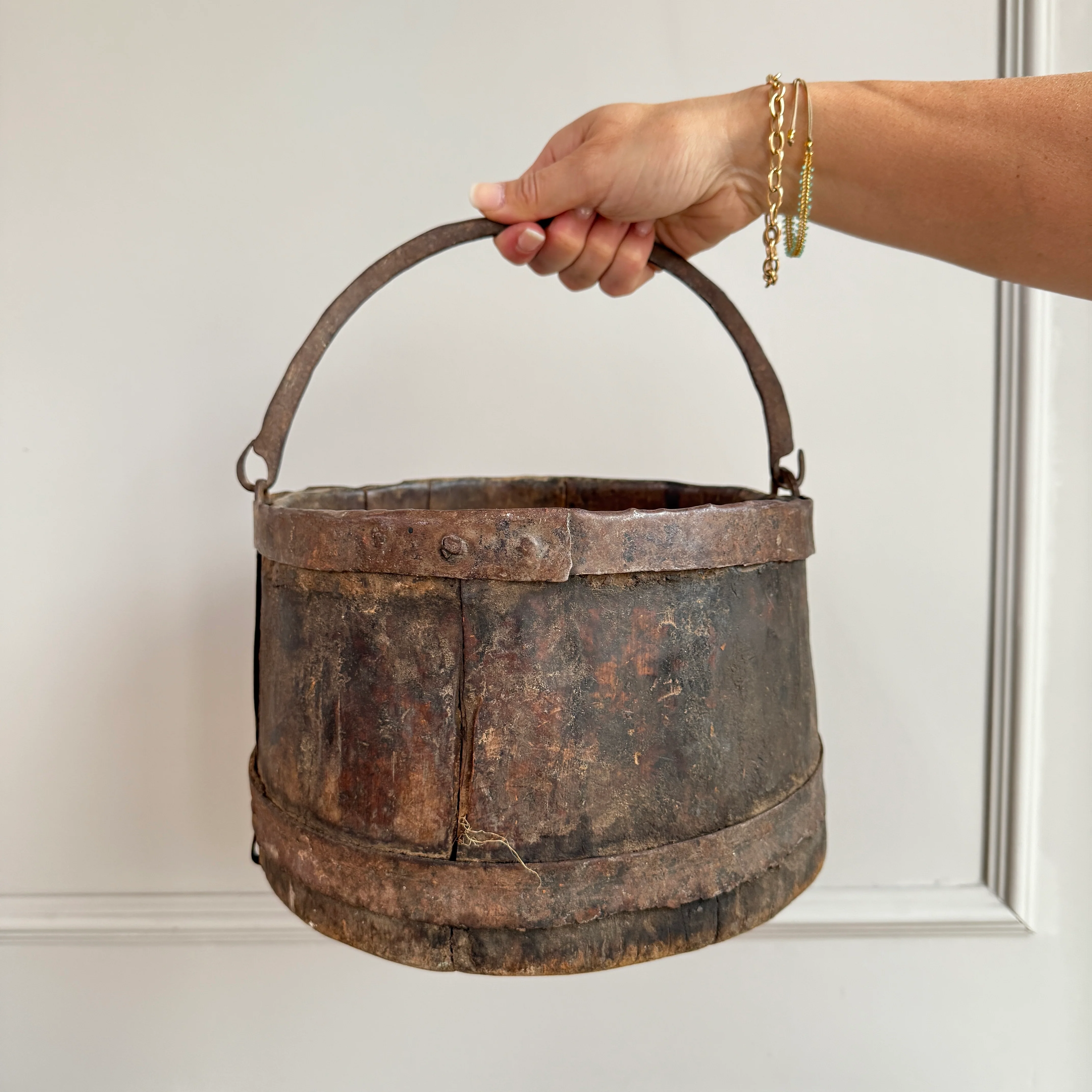 Antique Wood & Brass Grain Measure | Bushel - Image 7