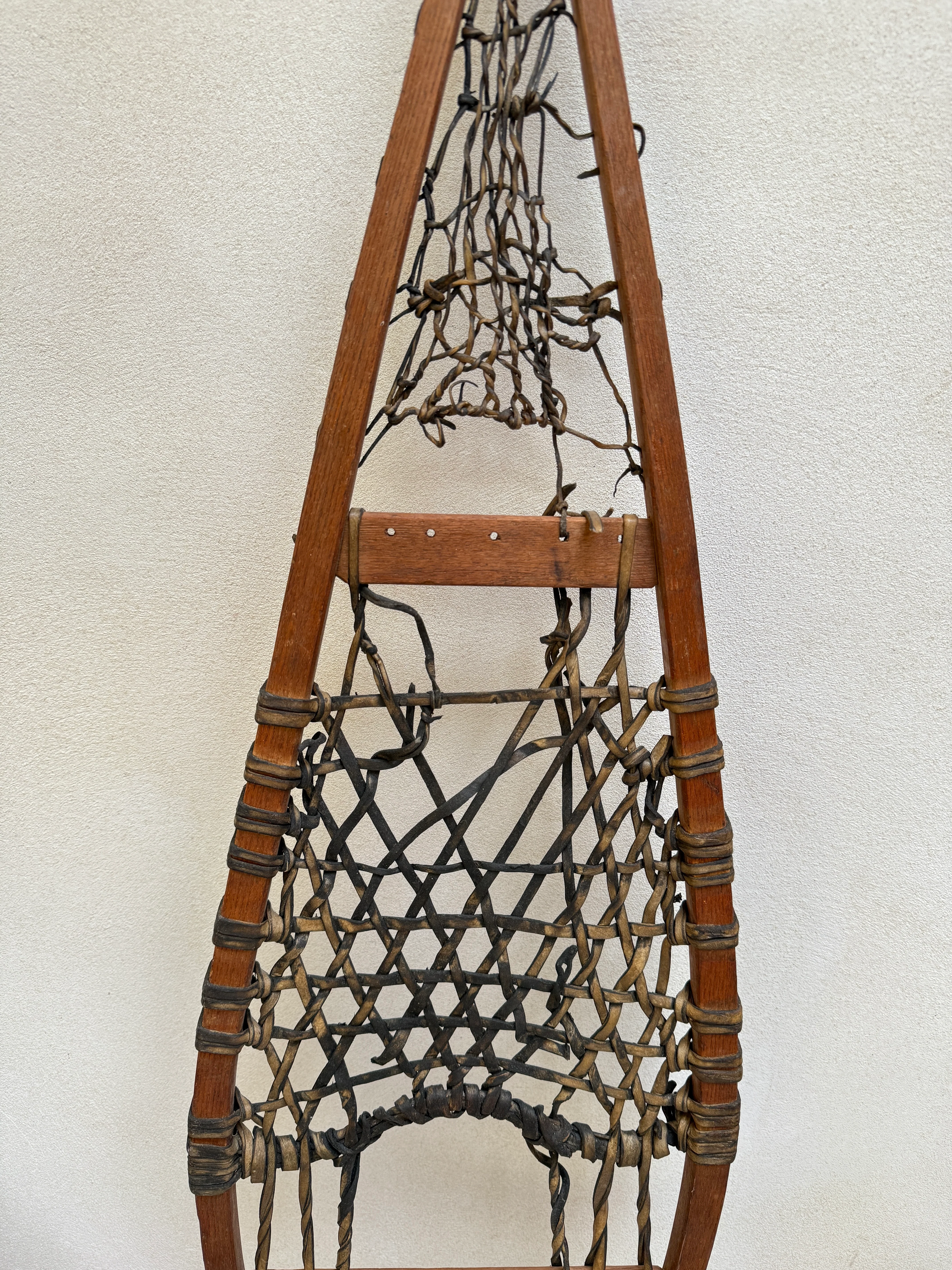 Antique Wooden and Leather Snowshoes - Image 5