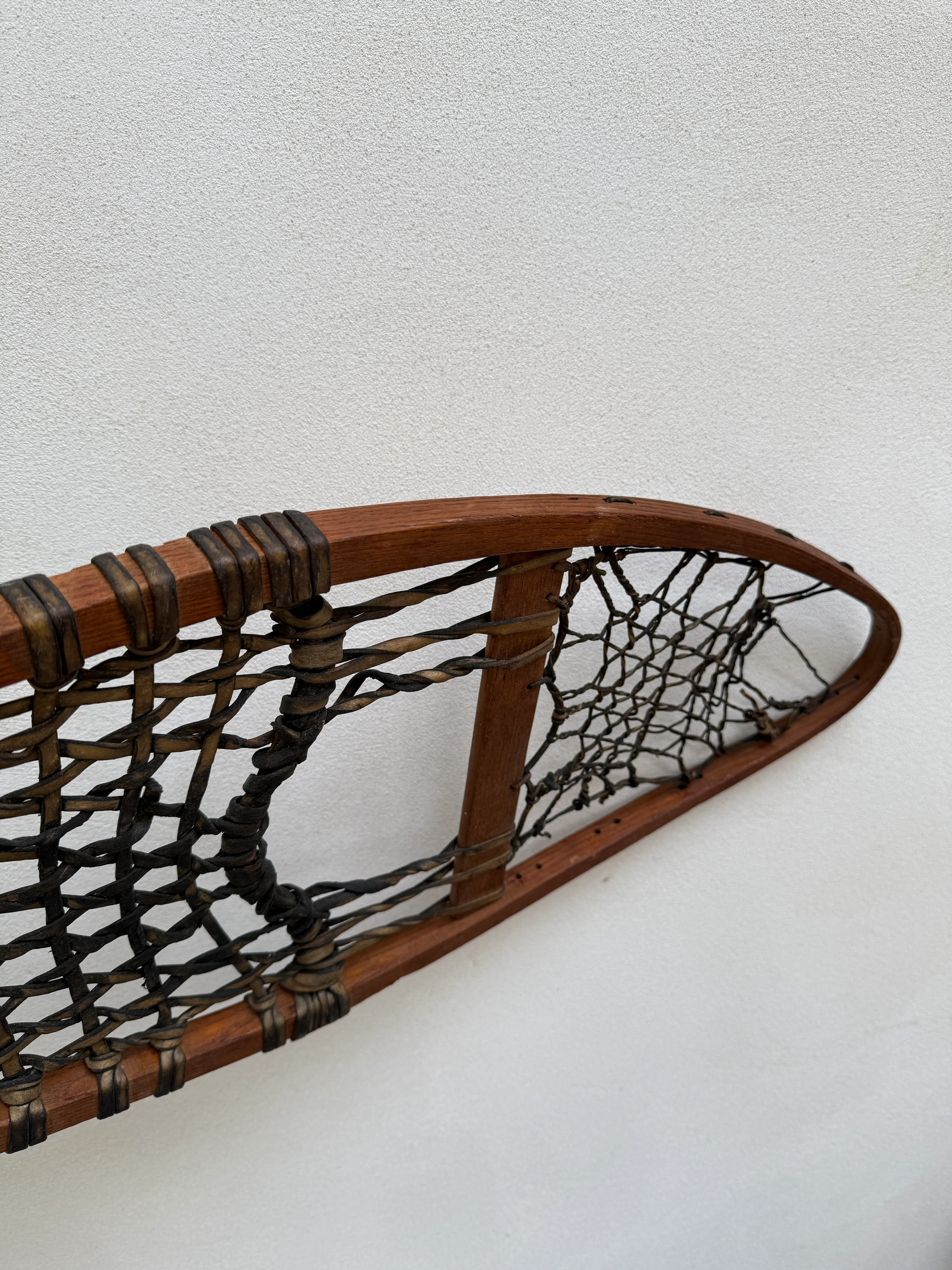 Antique Wooden and Leather Snowshoes - Image 6