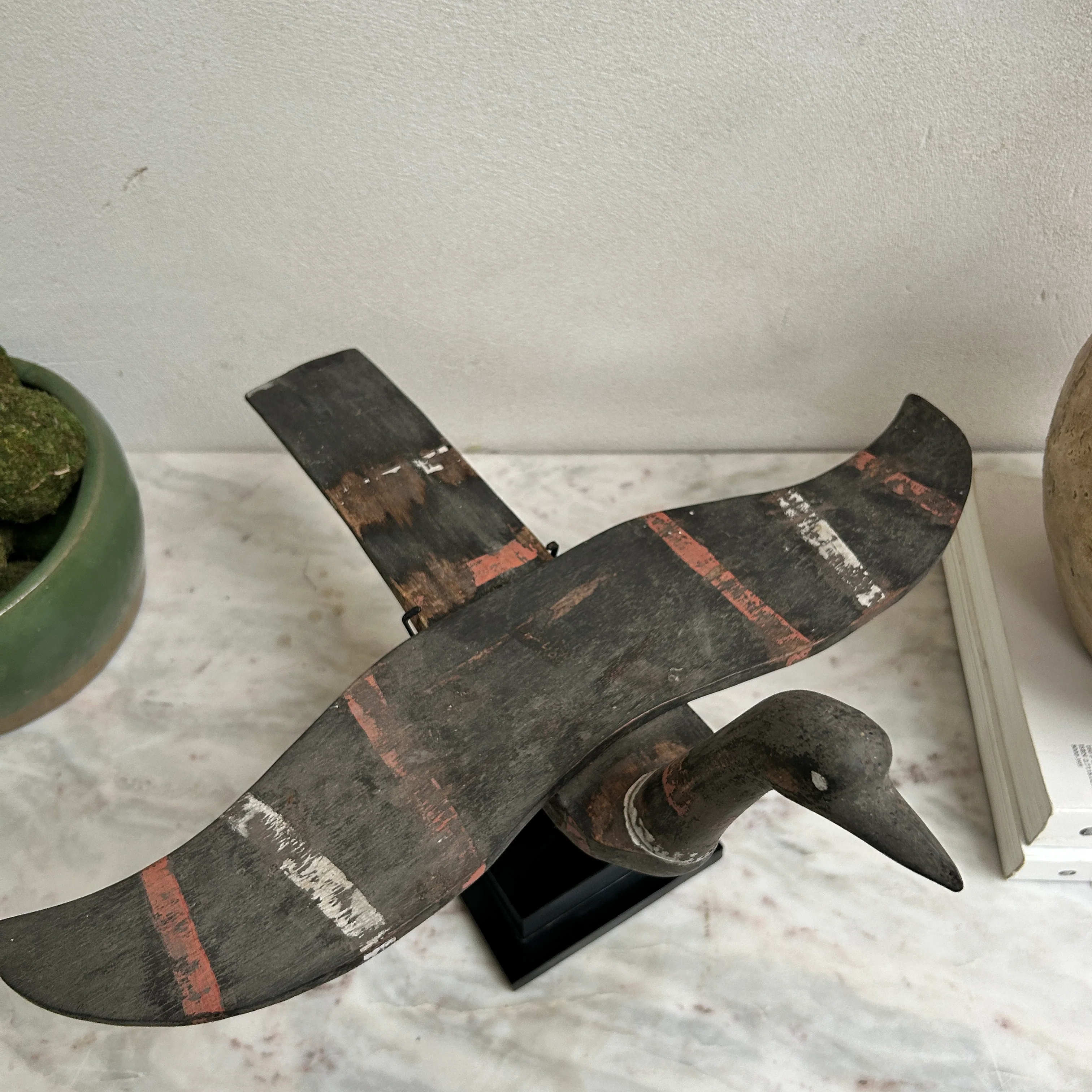 Antique Wooden Bird On Stand | Mentari - Image 5