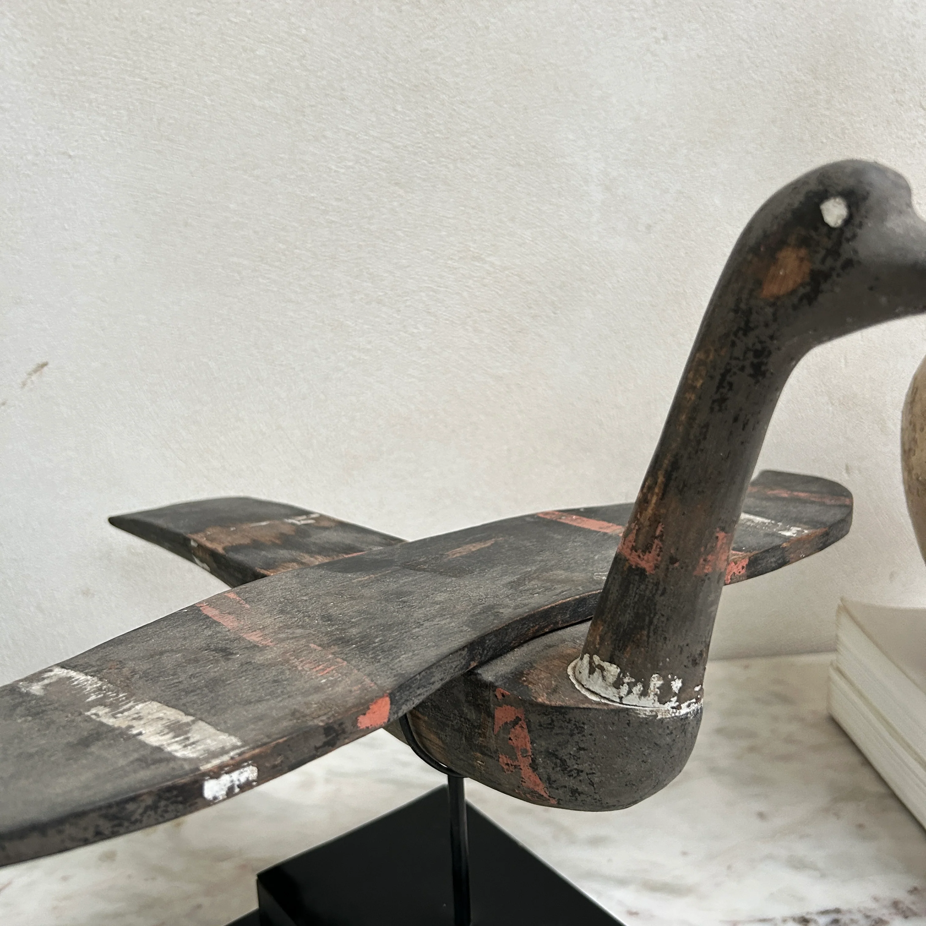 Antique Wooden Bird On Stand | Mentari - Image 6