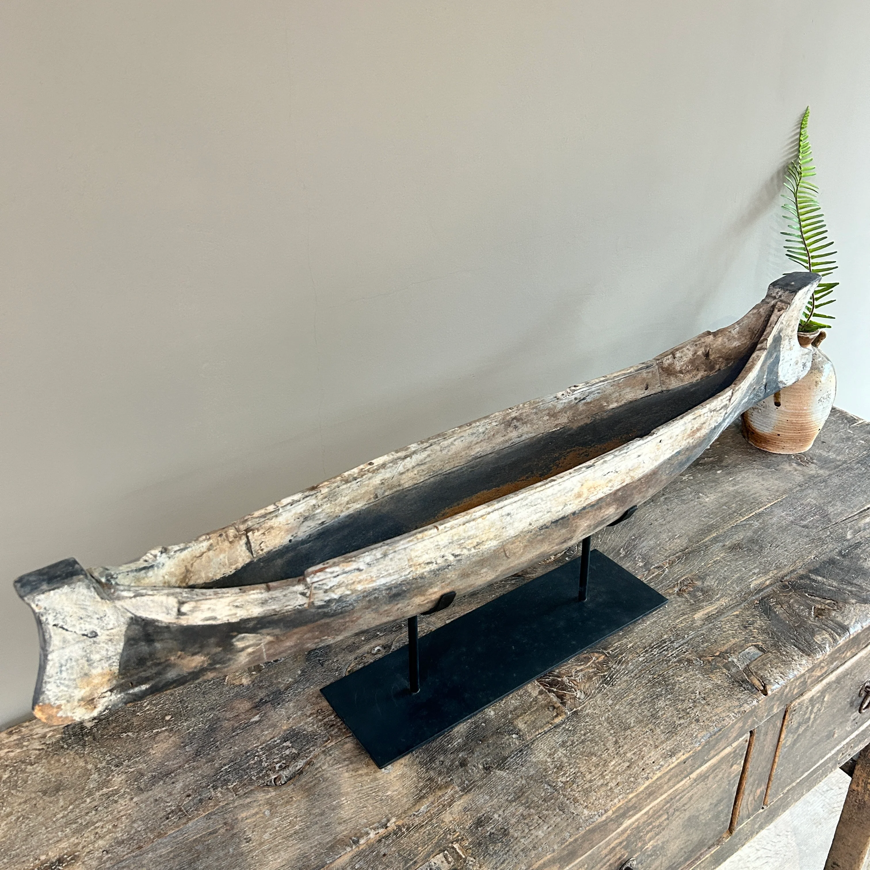 Antique wooden boat on stand | Krishna - Image 7