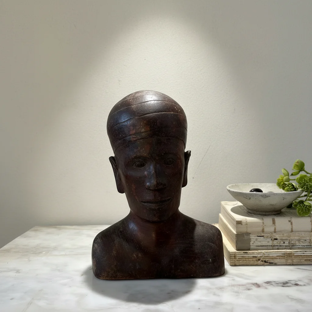Antique wooden bust of man | Madi - Image 2