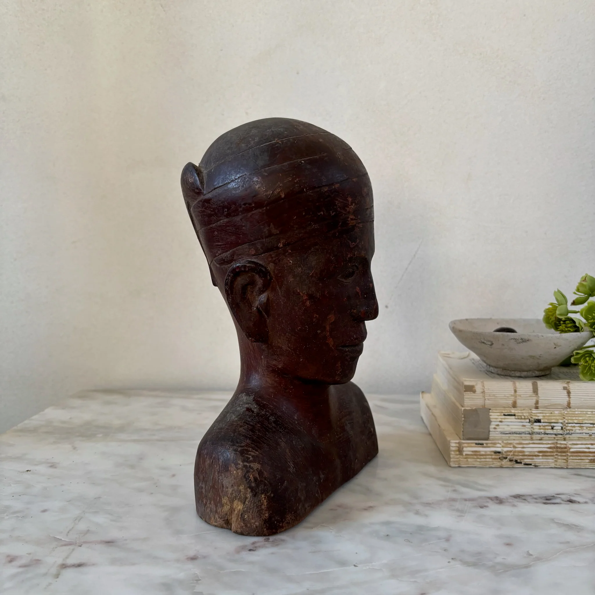 Antique wooden bust of man | Madi - Image 3